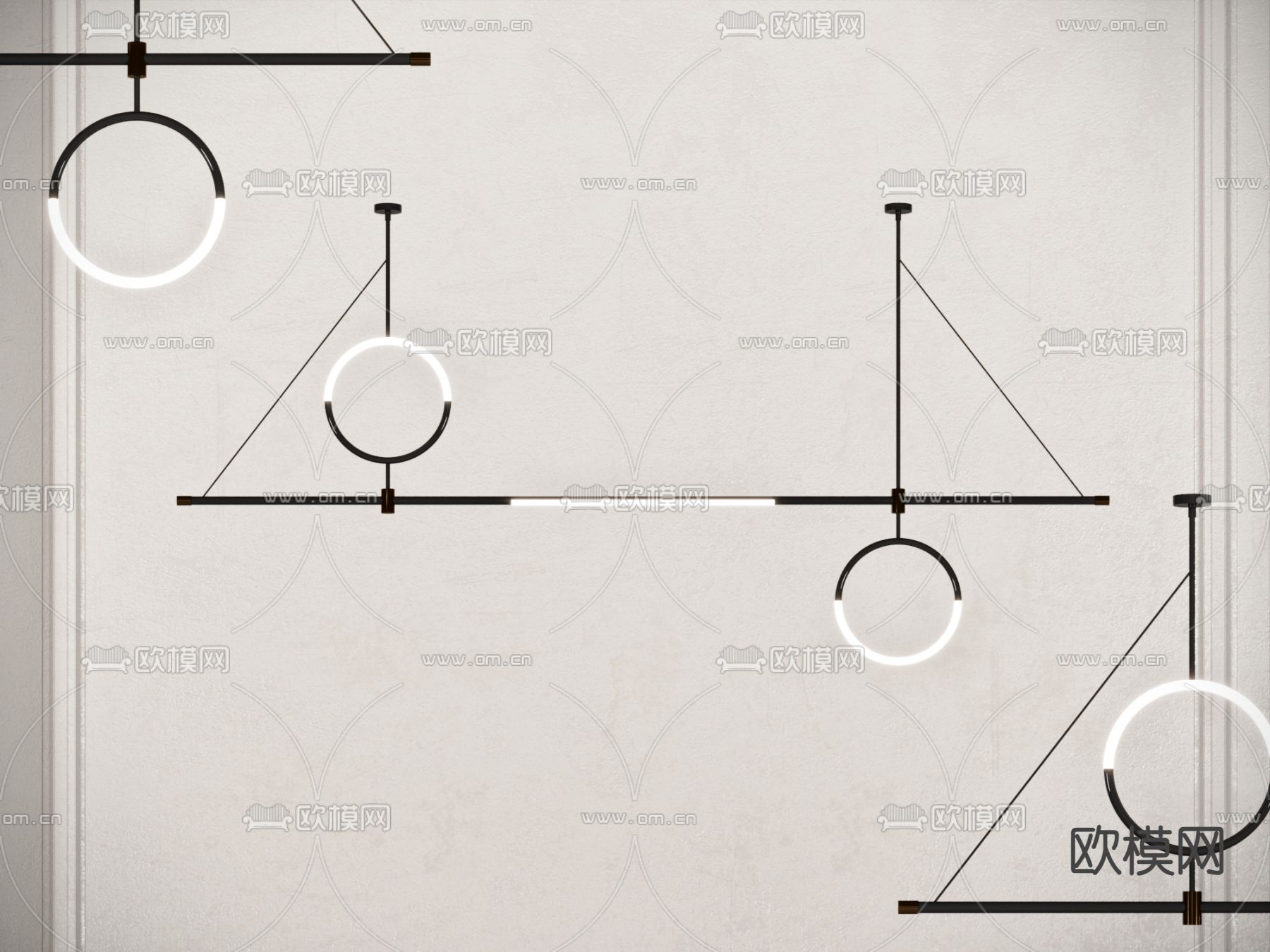 一字型吊灯 长条吊灯3d模型下载