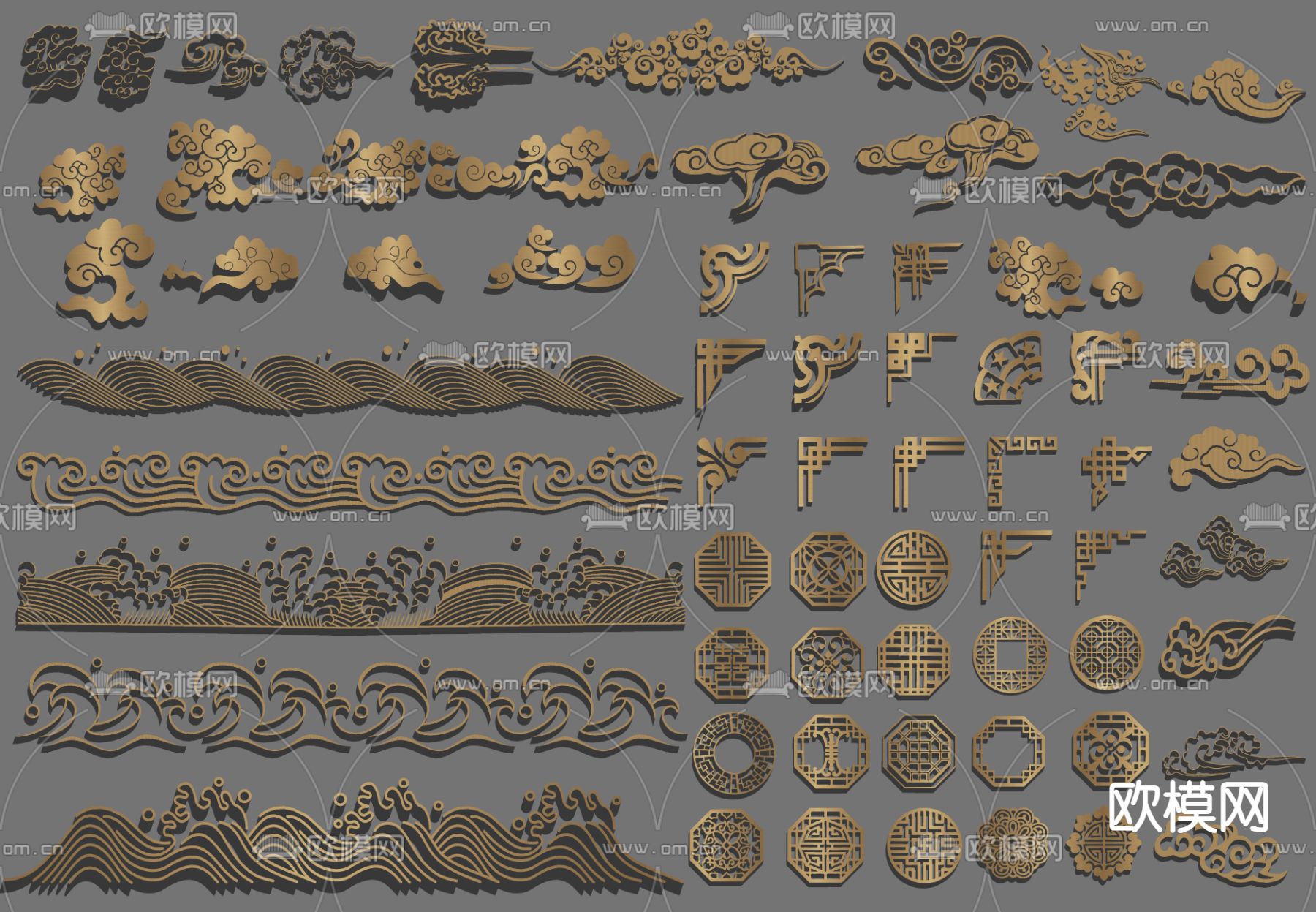 中式雕花 龙凤纹样su模型下载（渲染图1）
