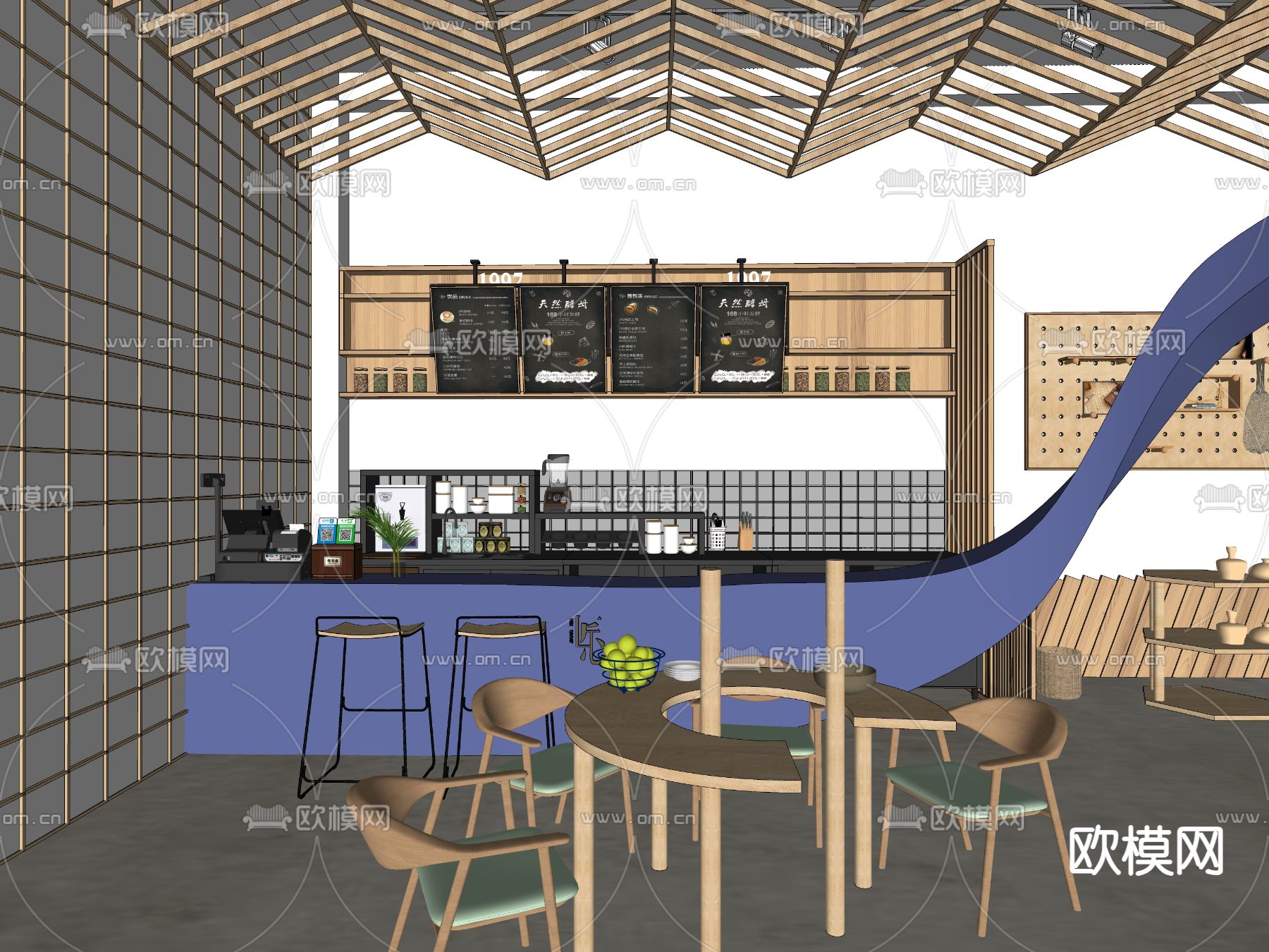 现代咖啡厅su模型