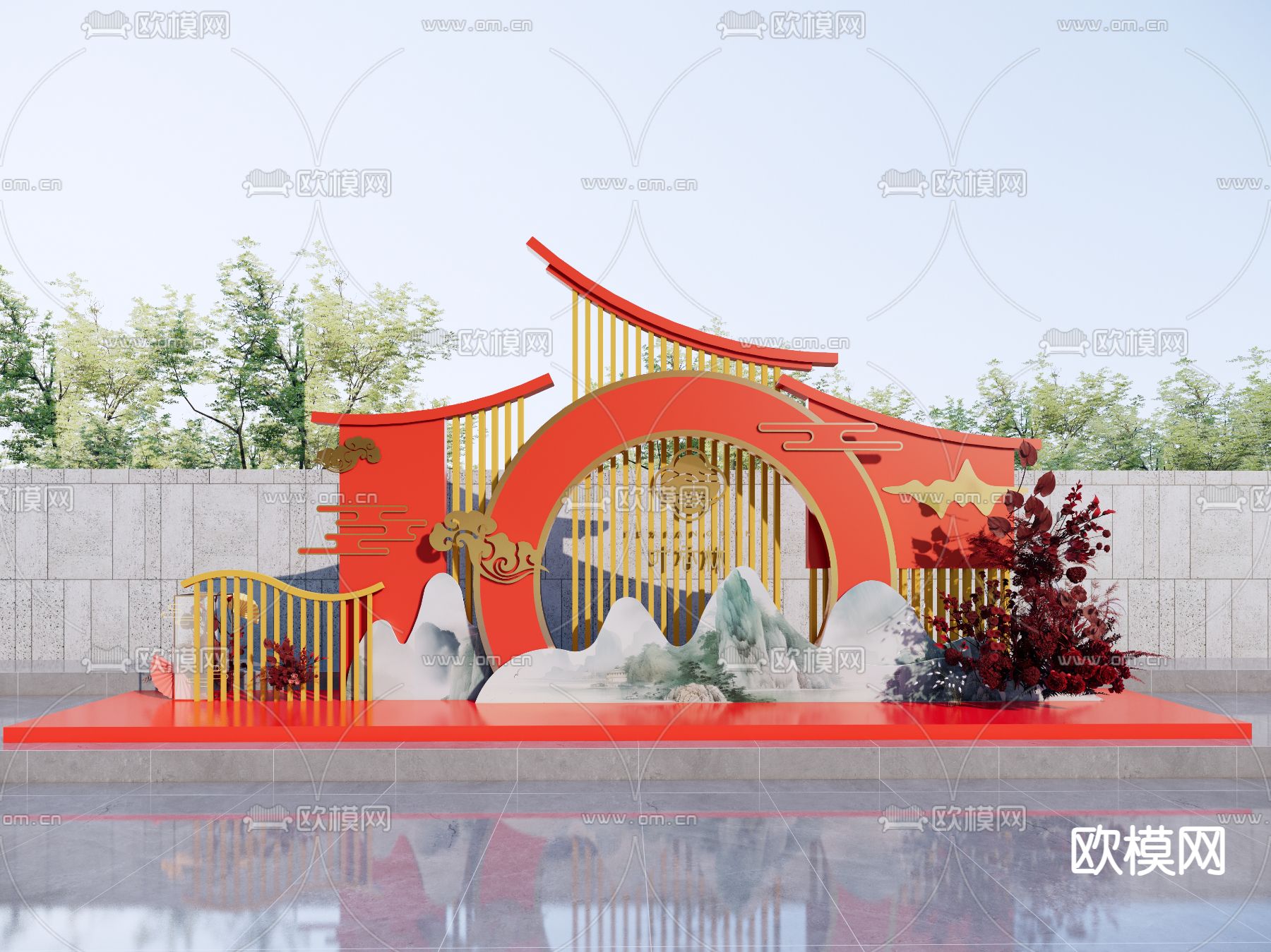 现代商业美陈 打卡点su模型