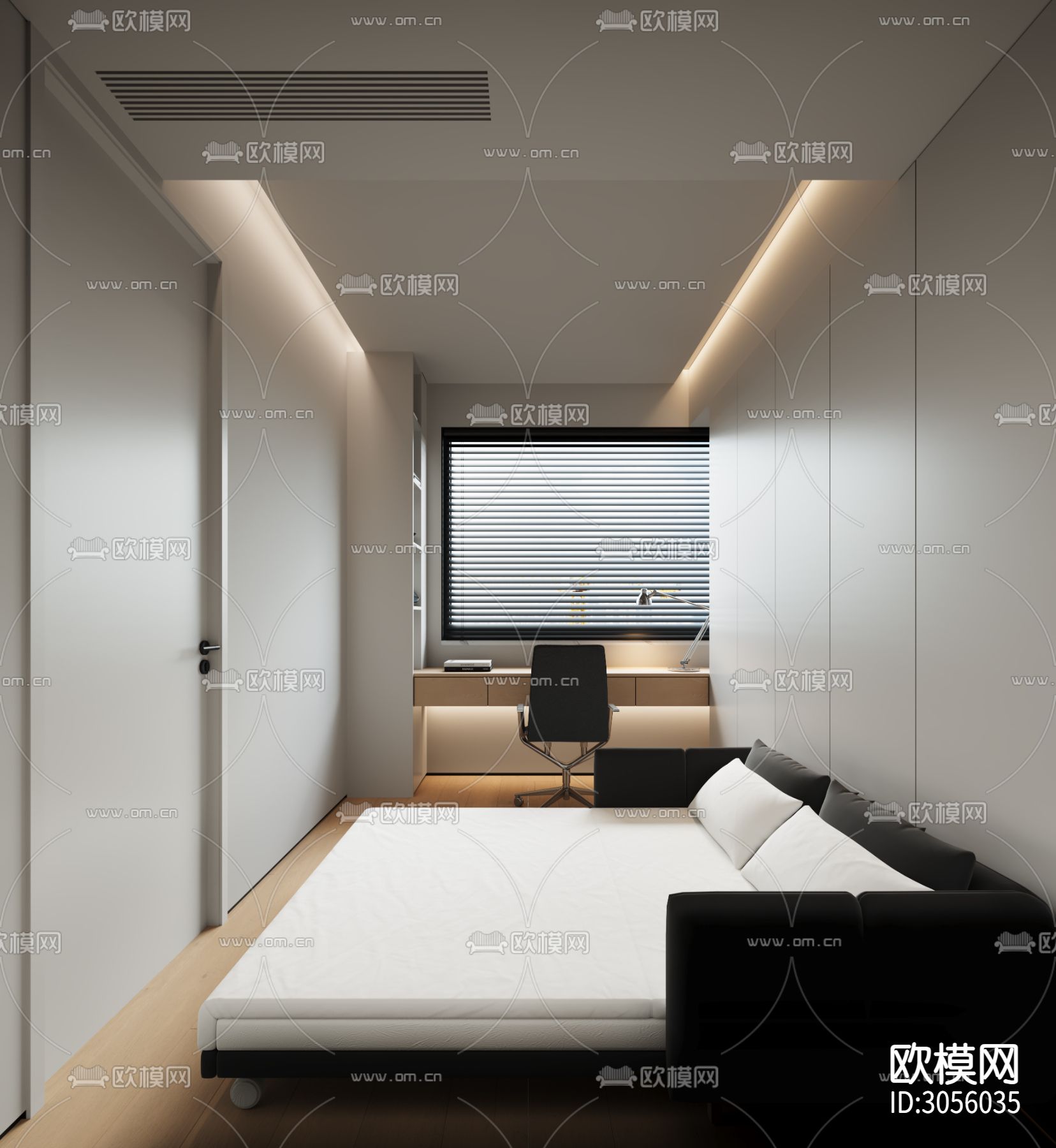 现代卧室 主卧 次卧效果图下载（渲染图2）