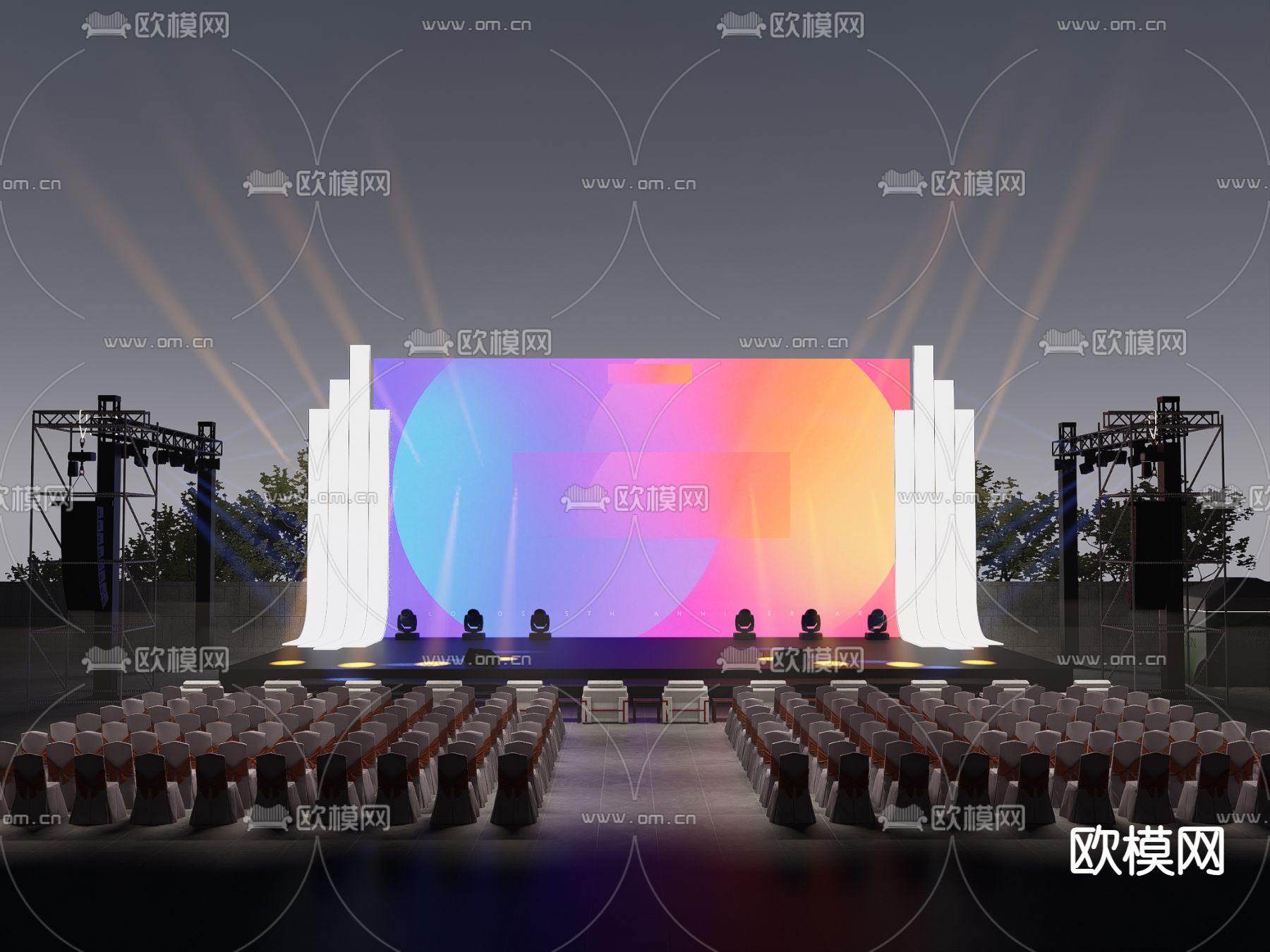 现代户外舞台su模型