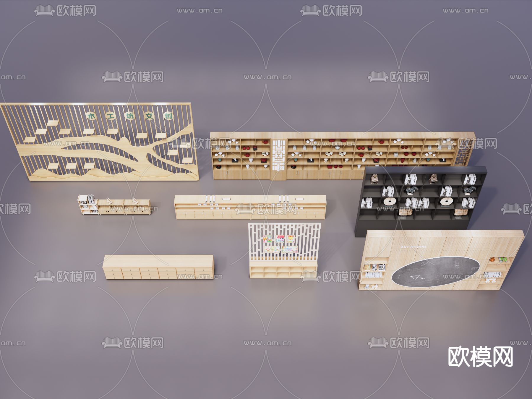 现代展柜 展架su模型