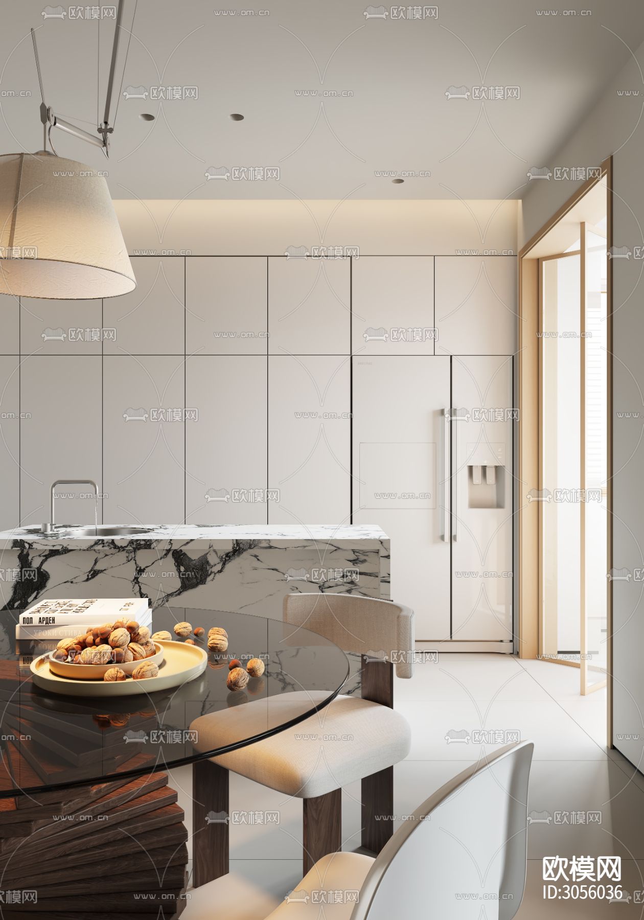 现代客餐厅 厨房效果图下载（渲染图10）