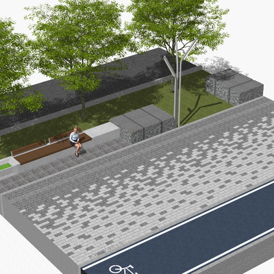  现代景观座椅 公园座椅 公共座椅su模型 