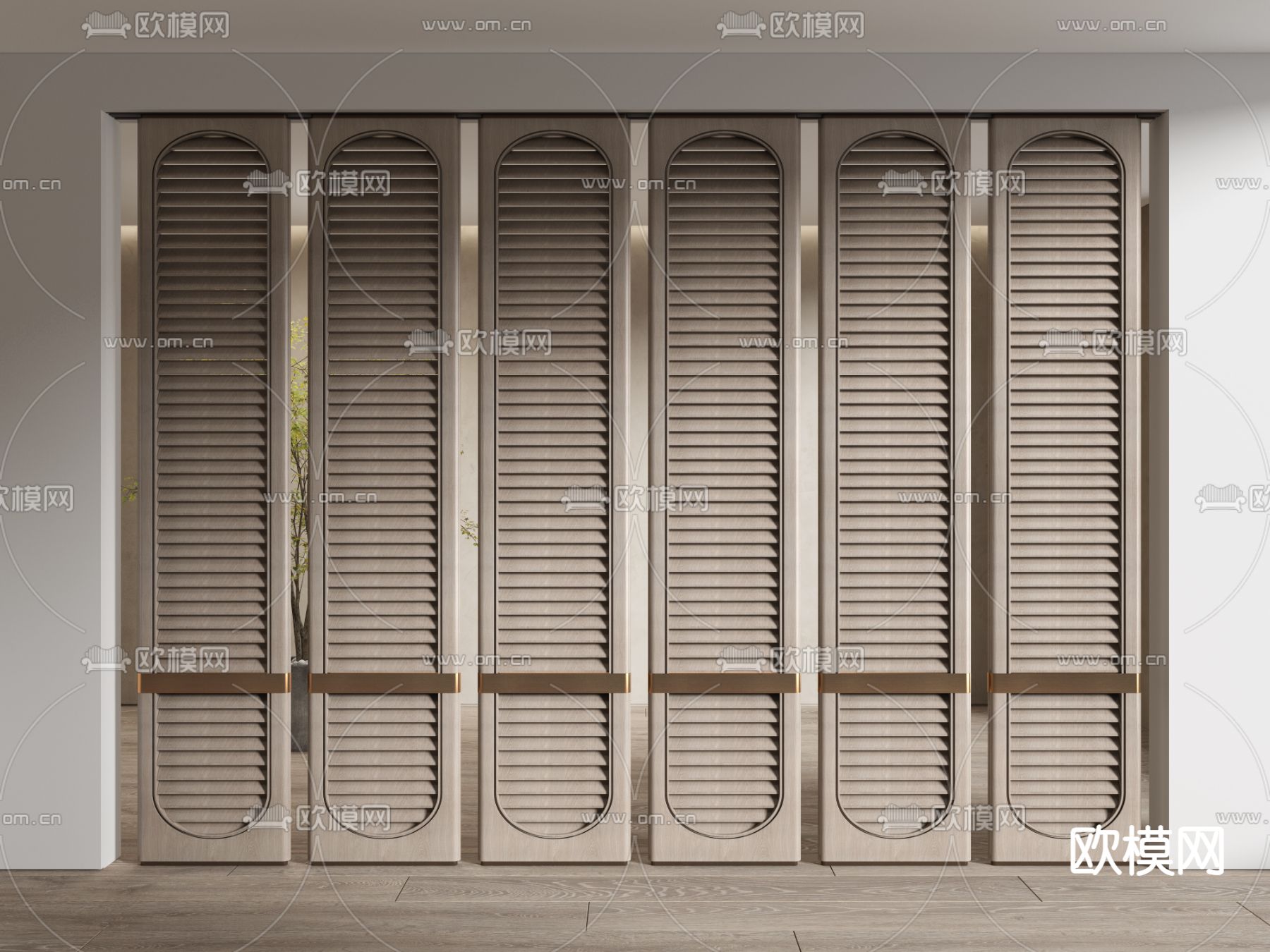侘寂屏风 百叶隔断3d模型下载