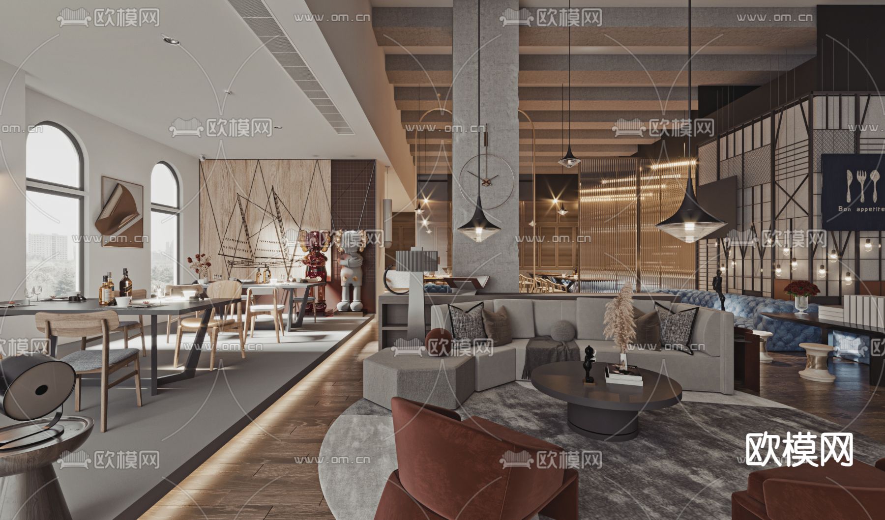 全日制餐厅 酒店餐厅3d模型下载