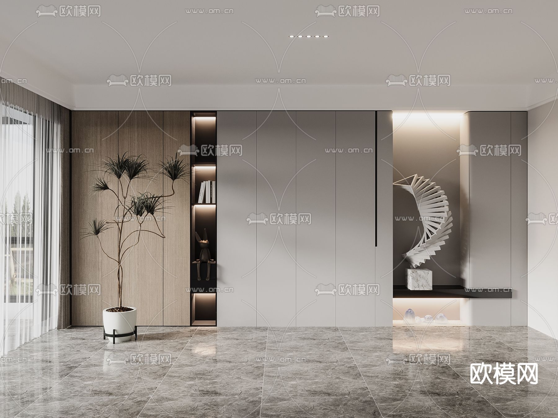 现代背景墙 沙发背景3d模型下载