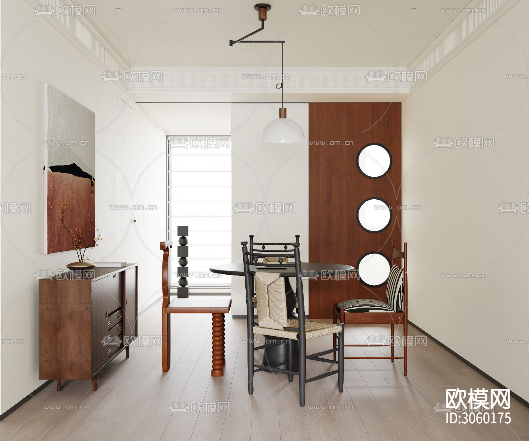 中古风客餐厅效果图下载（渲染图4）