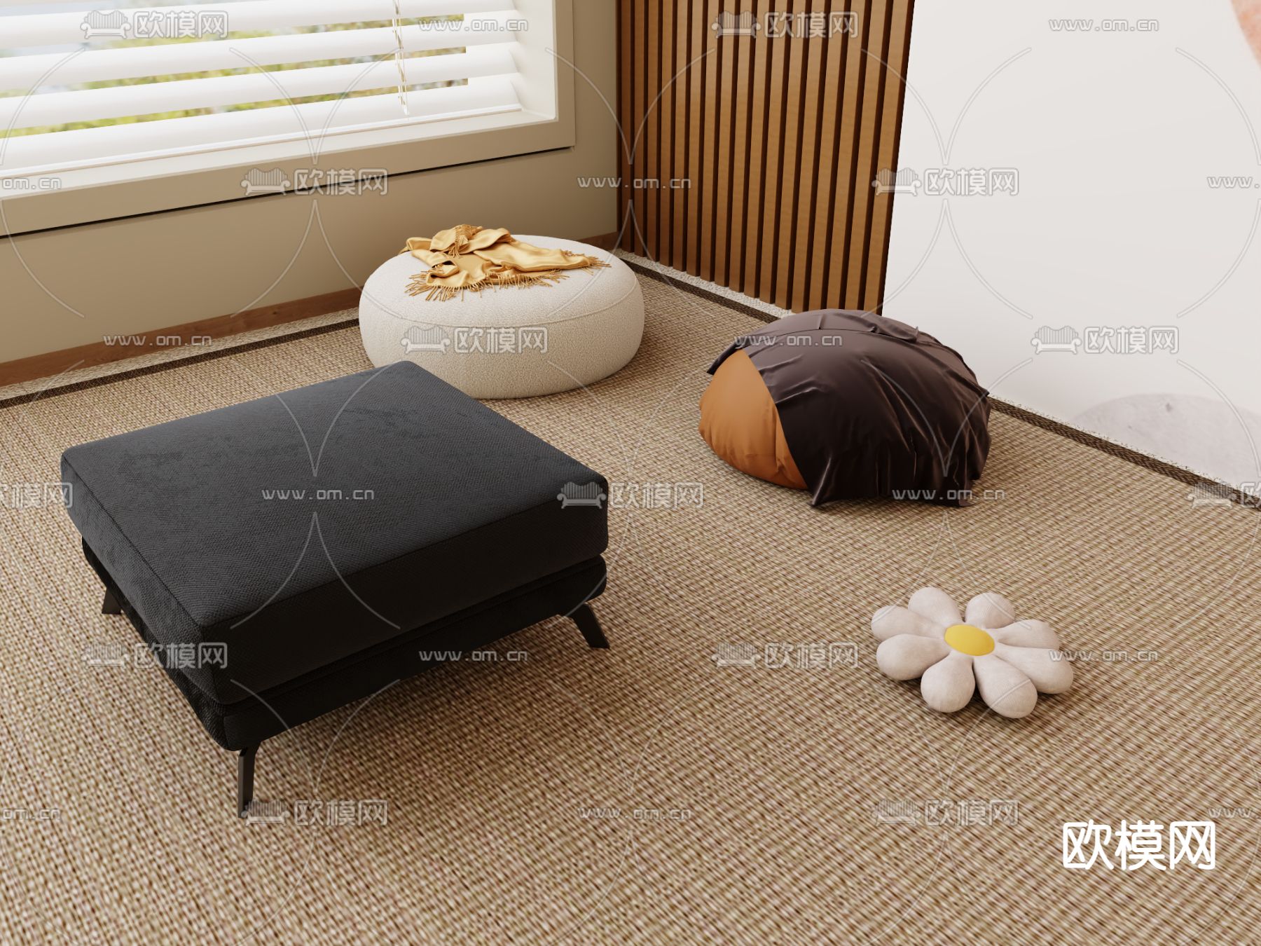 沙发凳 沙发坐垫 脚踏3d模型下载