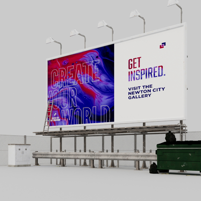  户外大广告牌 垃圾桶 铁丝网su模型 