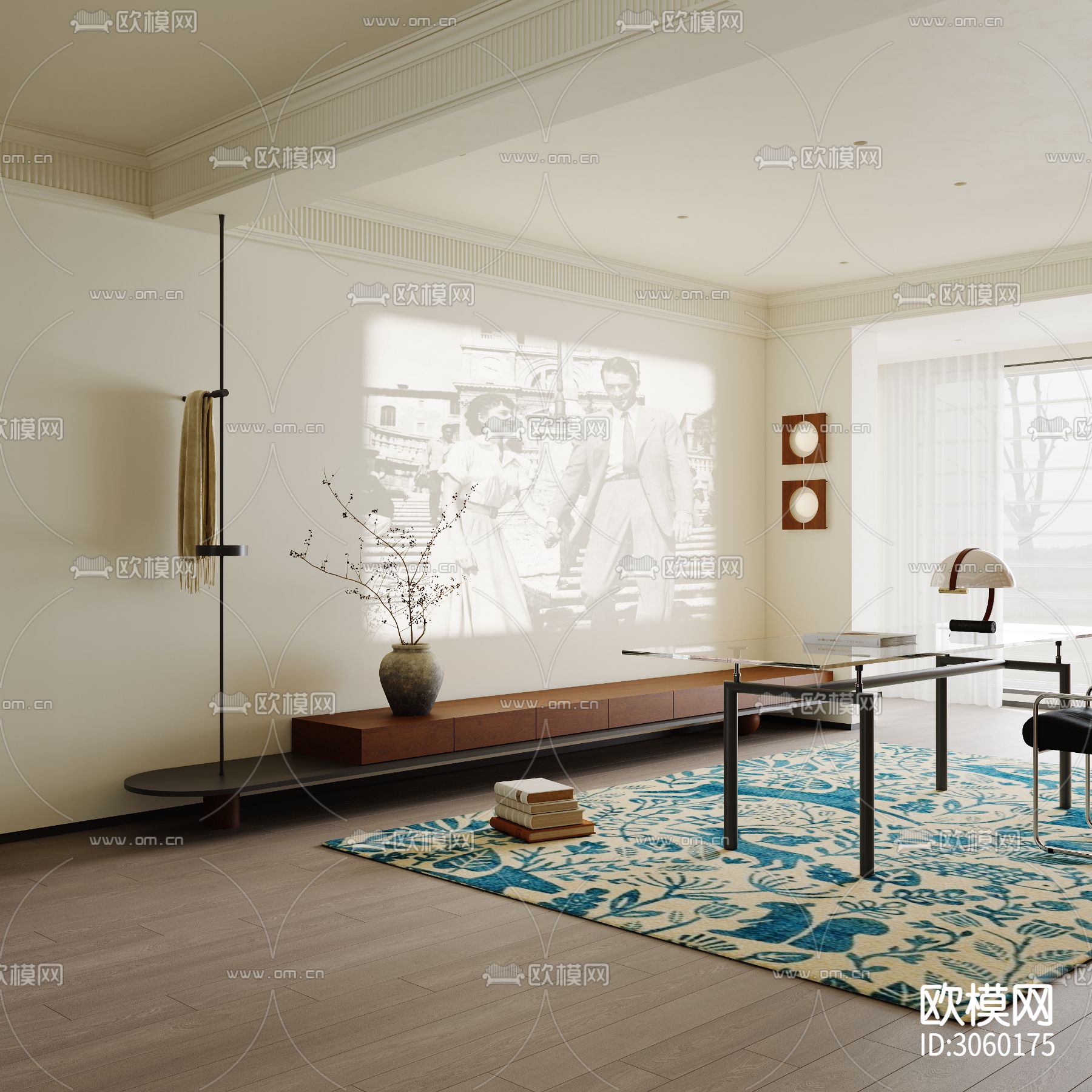 中古风客餐厅效果图下载（渲染图3）