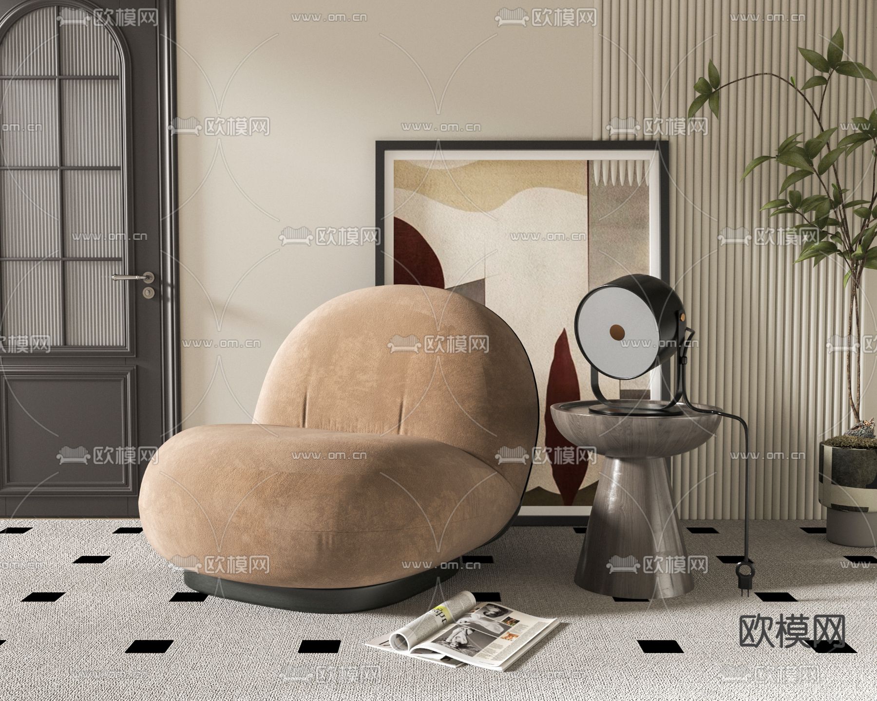 现代单人沙发3d模型下载