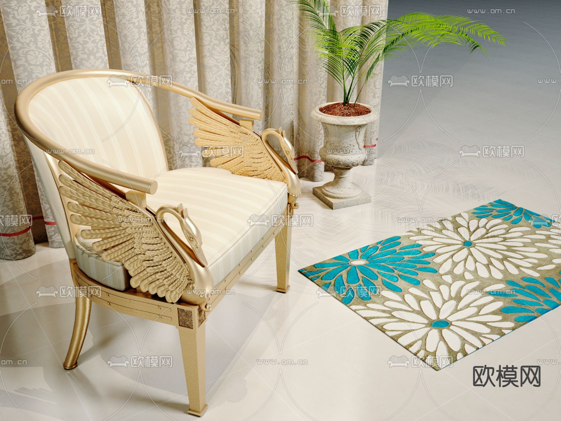 中式沙发椅 休闲椅3d模型下载