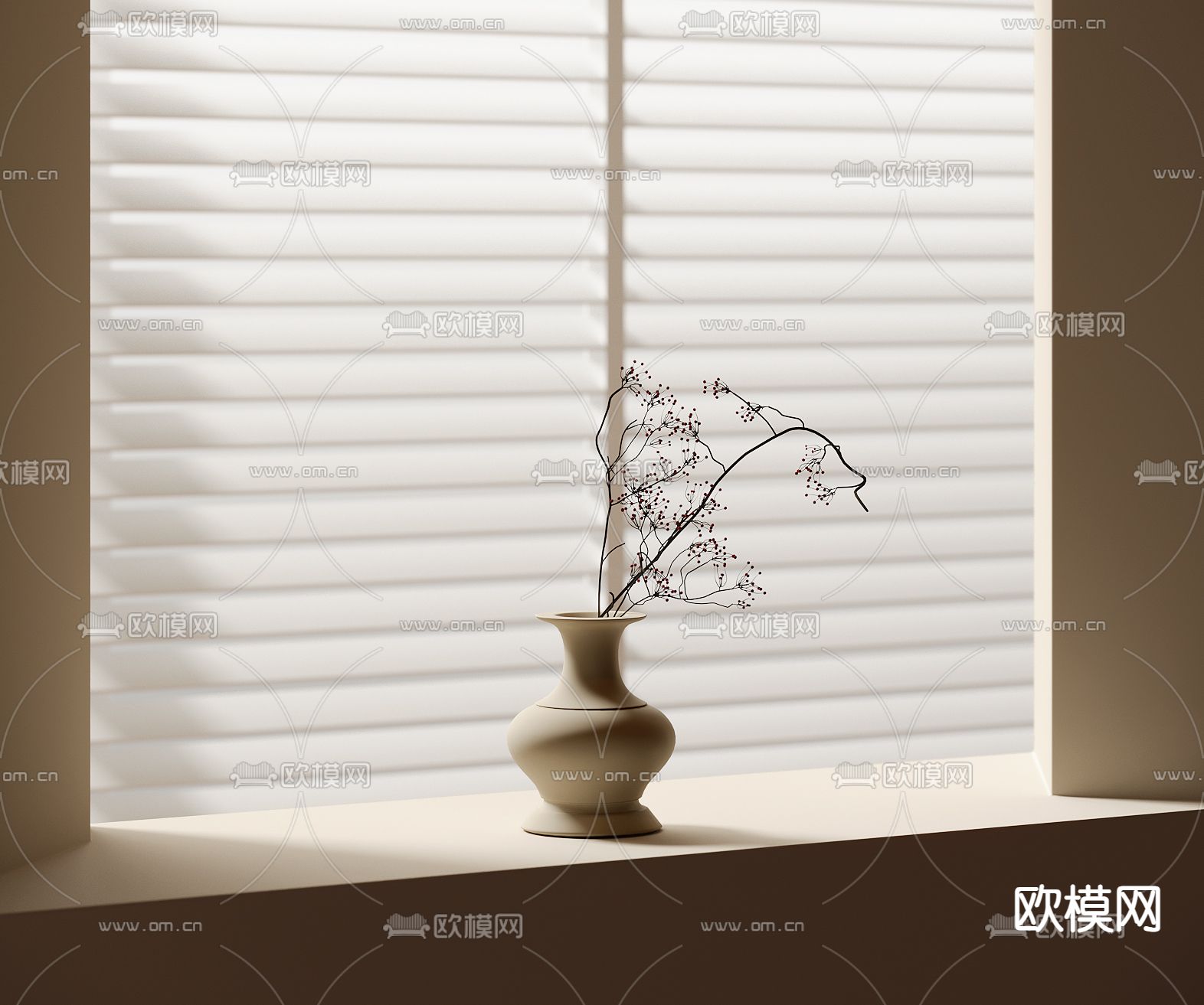 花瓶 花艺 干花 插花3d模型下载