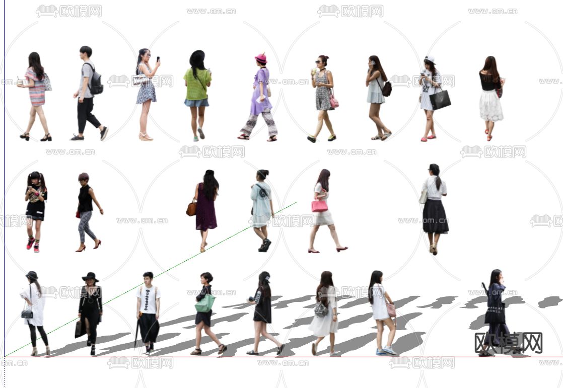 2D亚洲 人物 男人 女人su模型下载