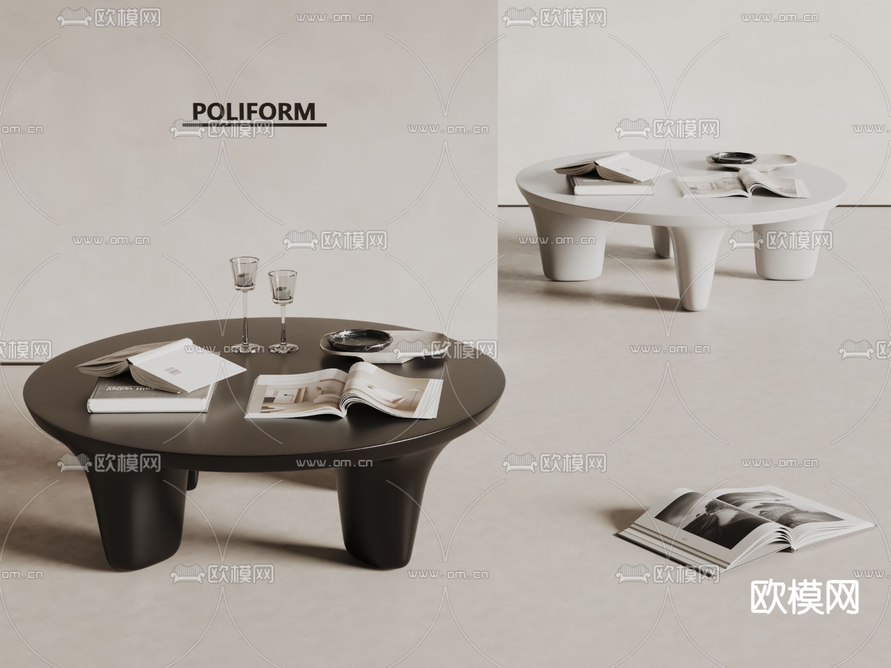 poliform 茶几su模型下载（渲染图2）