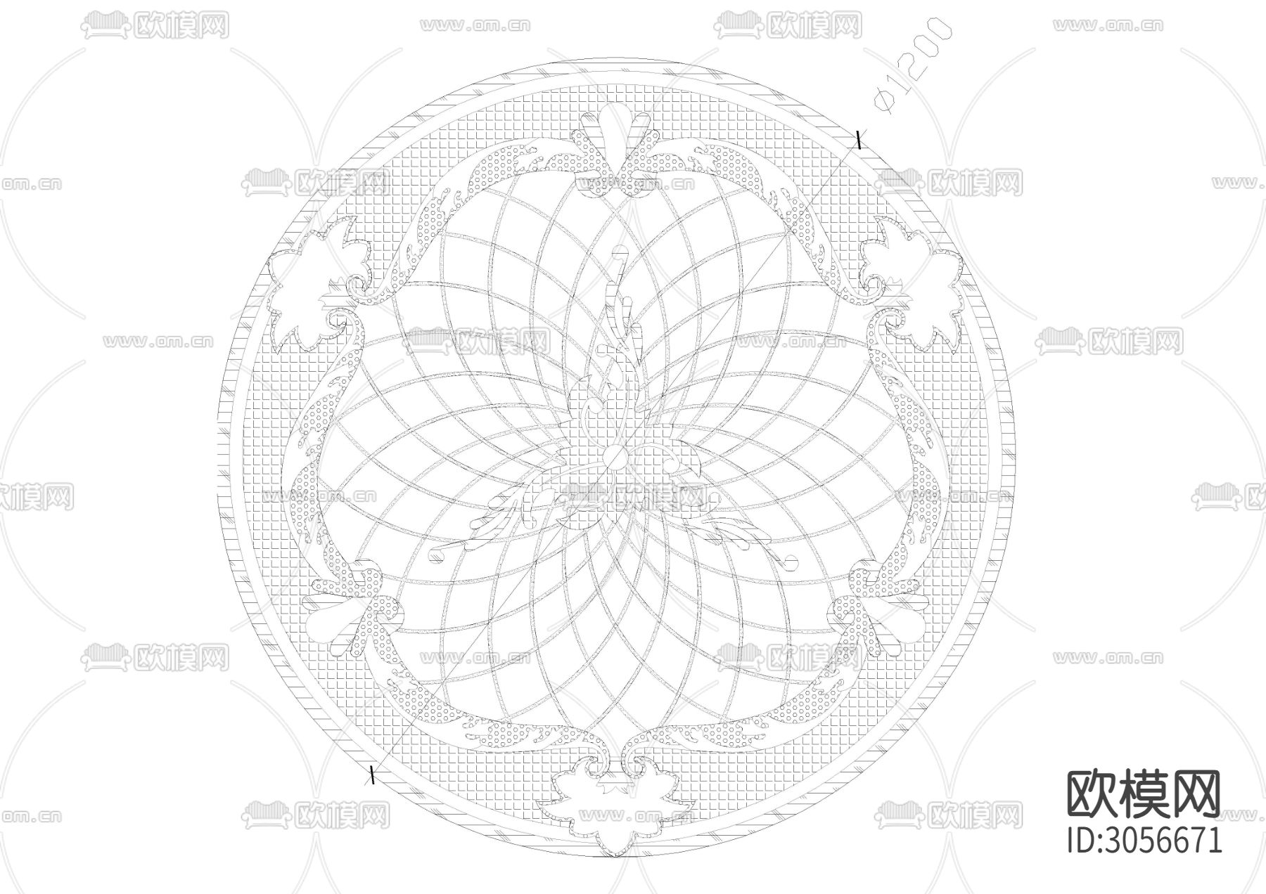 60款石材水刀拼花图案cad图库下载（渲染图5）
