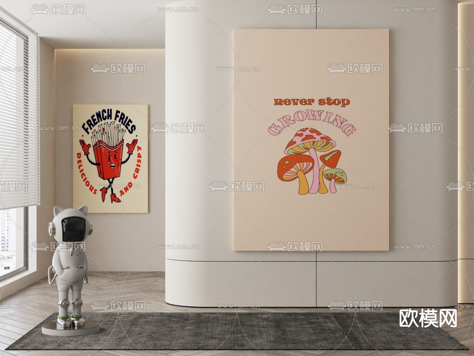 美式装饰画su模型下载（渲染图2）