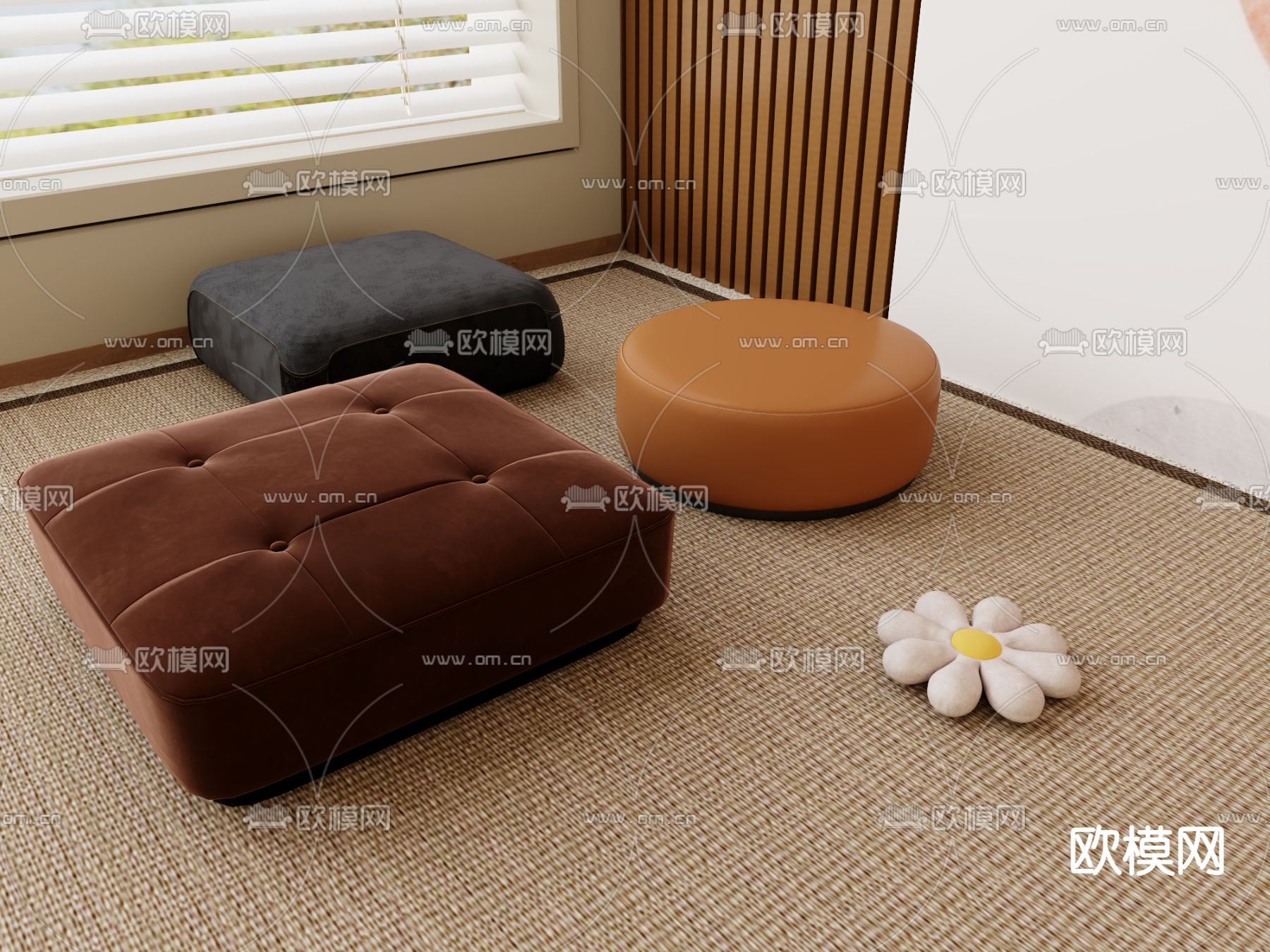 沙发凳 沙发坐垫 脚踏3d模型下载