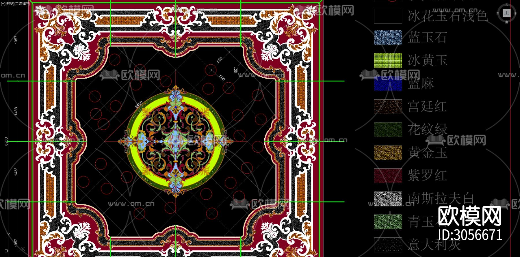 60款石材水刀拼花图案cad图库下载（渲染图7）