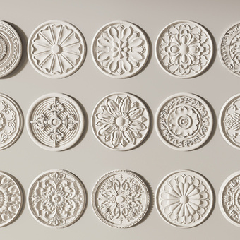 简欧浮雕圆盘su模型