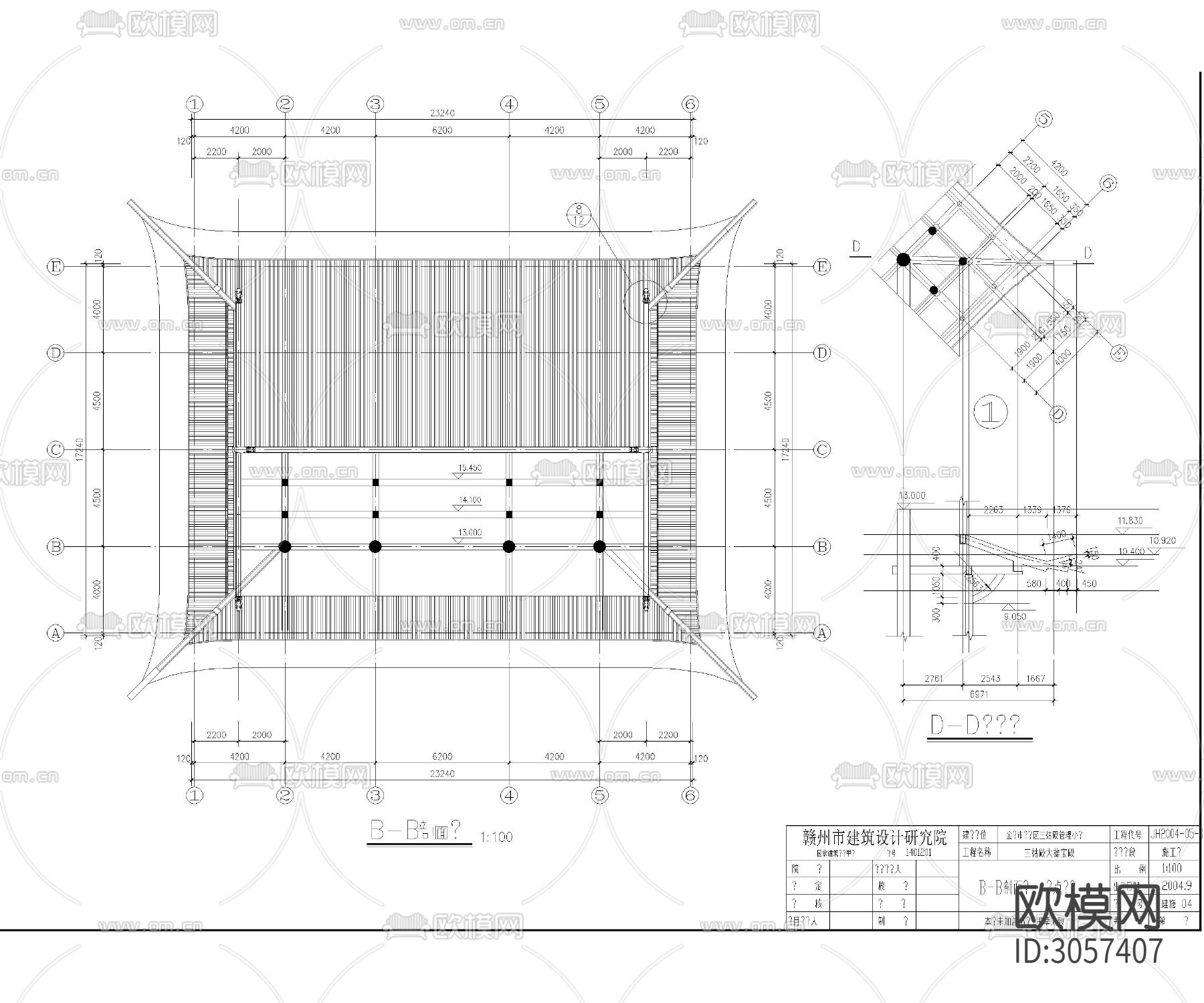 大型仿古建筑cad施工图下载（渲染图2）
