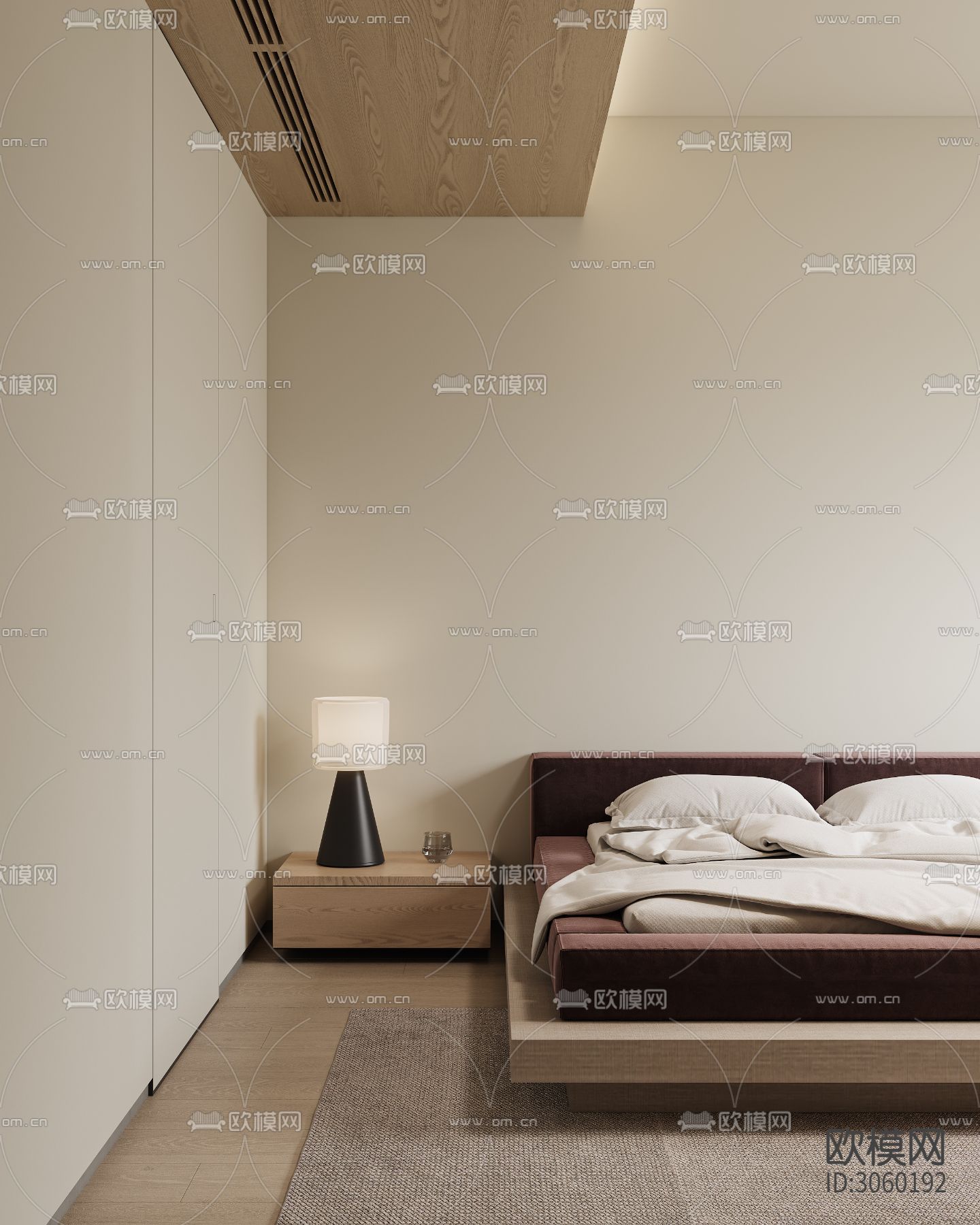 现代卧室 主卧 中古风主人房效果图下载（渲染图2）