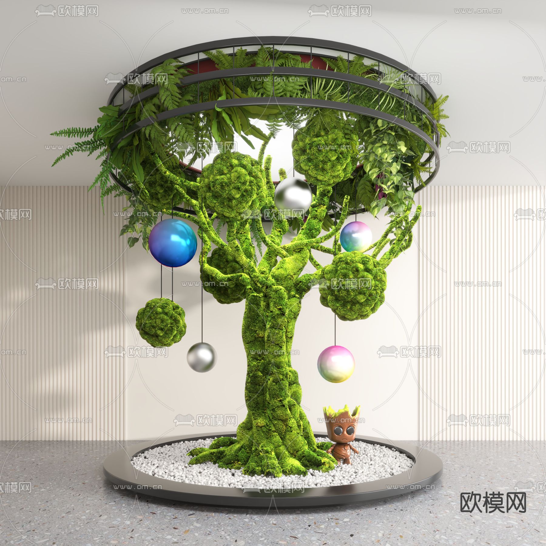 室内造景 苔藓造型树3d模型下载