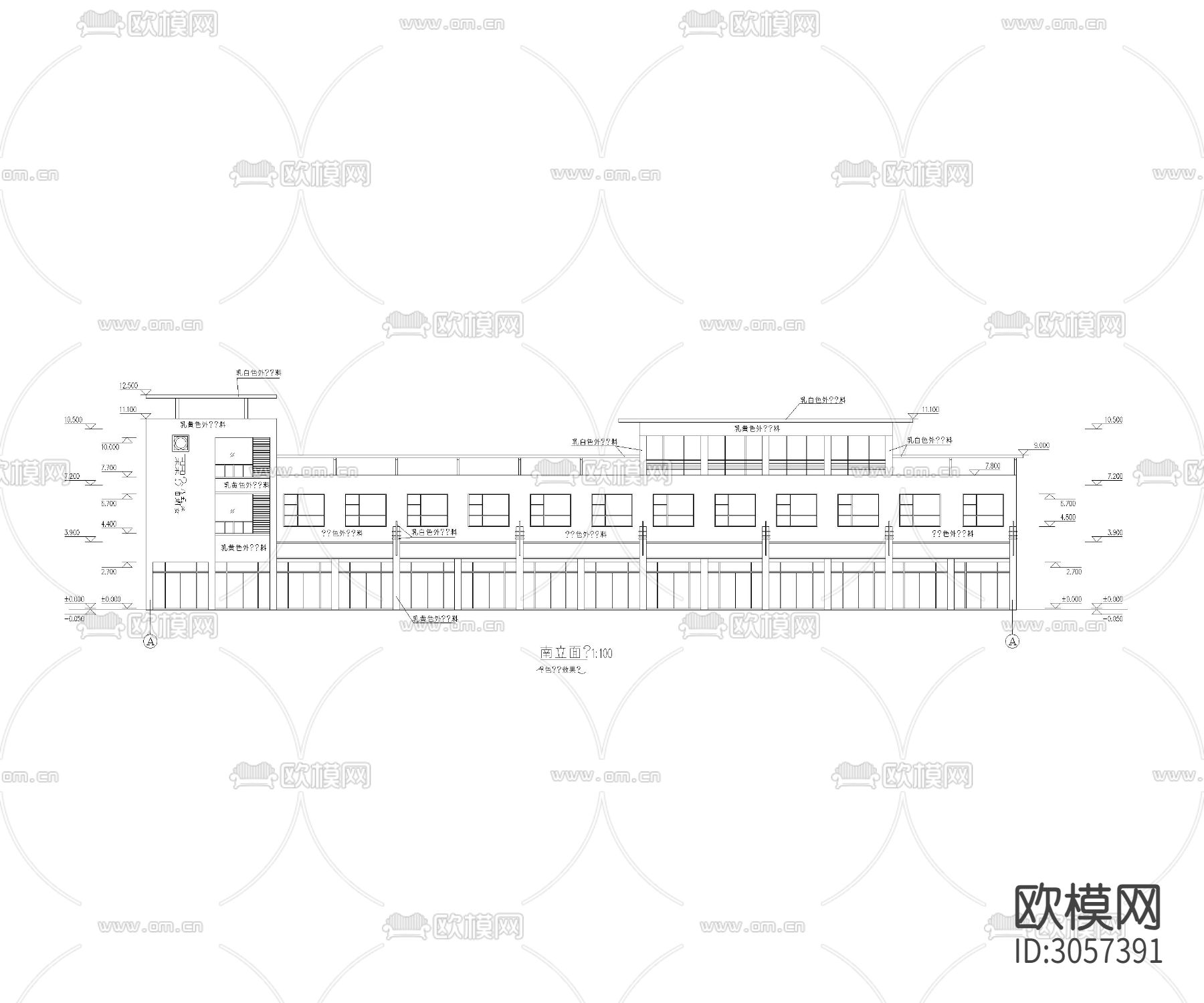 大型仿古建筑的建筑cad施工图下载（渲染图1）