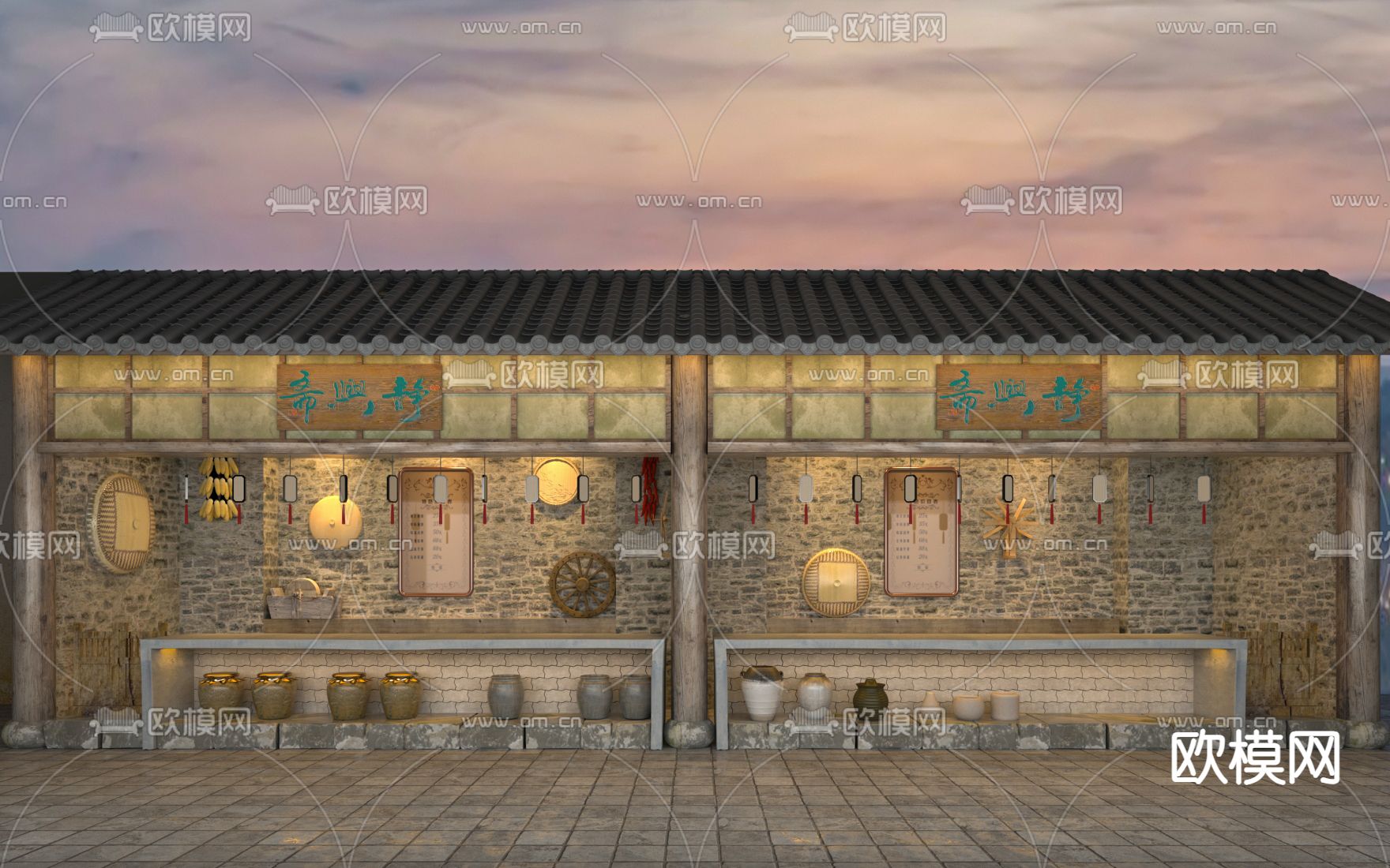 中式商铺su模型下载（渲染图2）