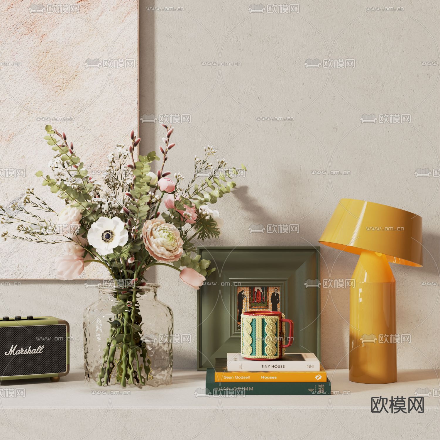 中古风装饰品 摆件 花瓶 台灯3d模型下载_ID15085470_3dmax免费模型-欧模网