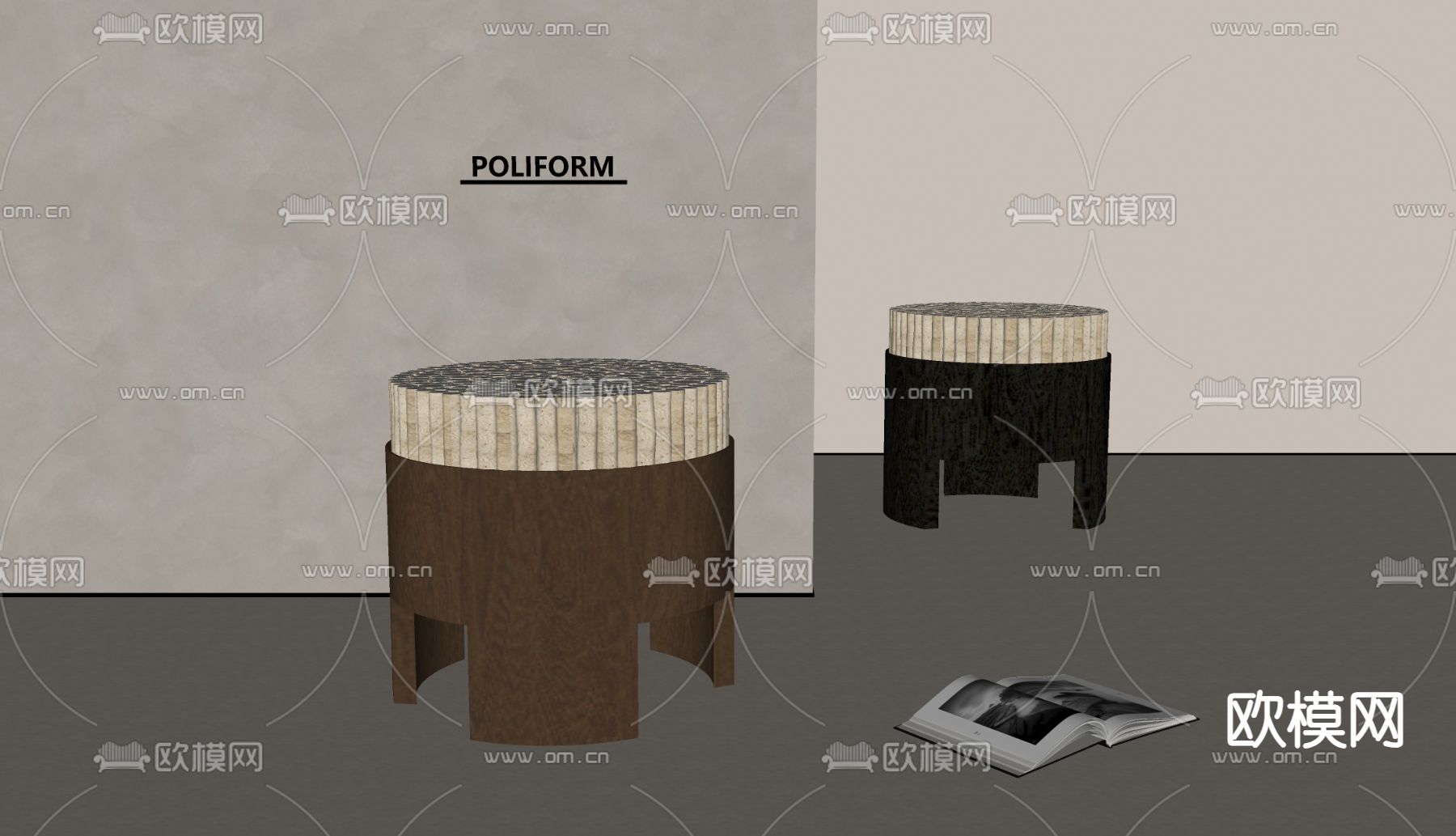 poliform 凳子su模型下载（渲染图1）