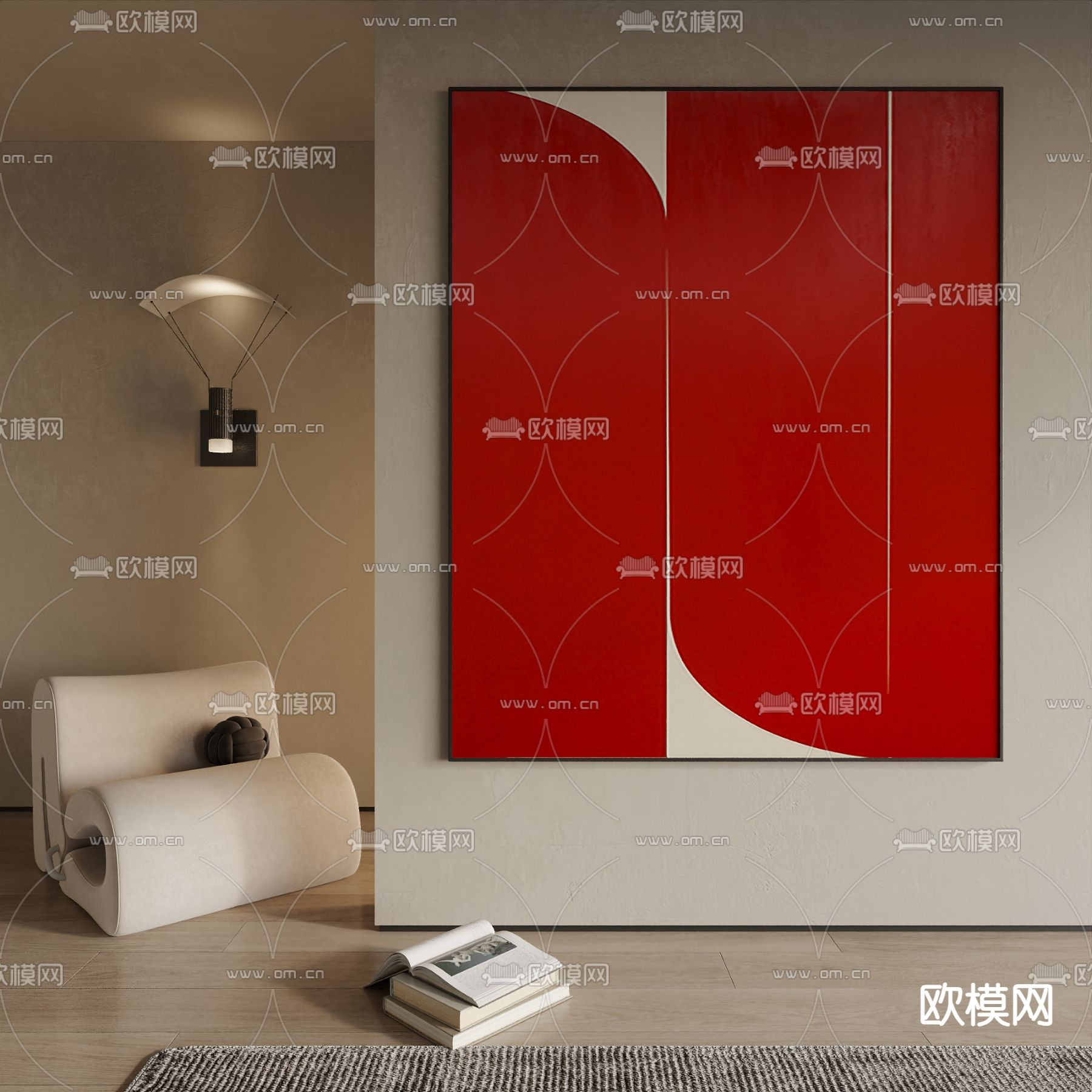 新中式装饰画su模型下载（渲染图2）