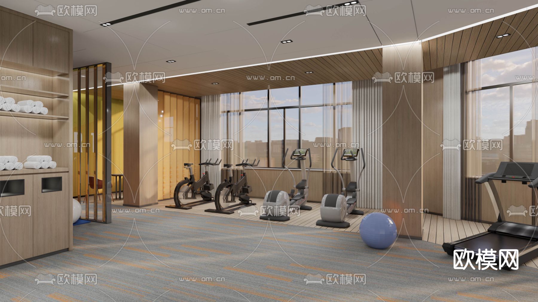酒店员工健身房su模型下载（渲染图2）