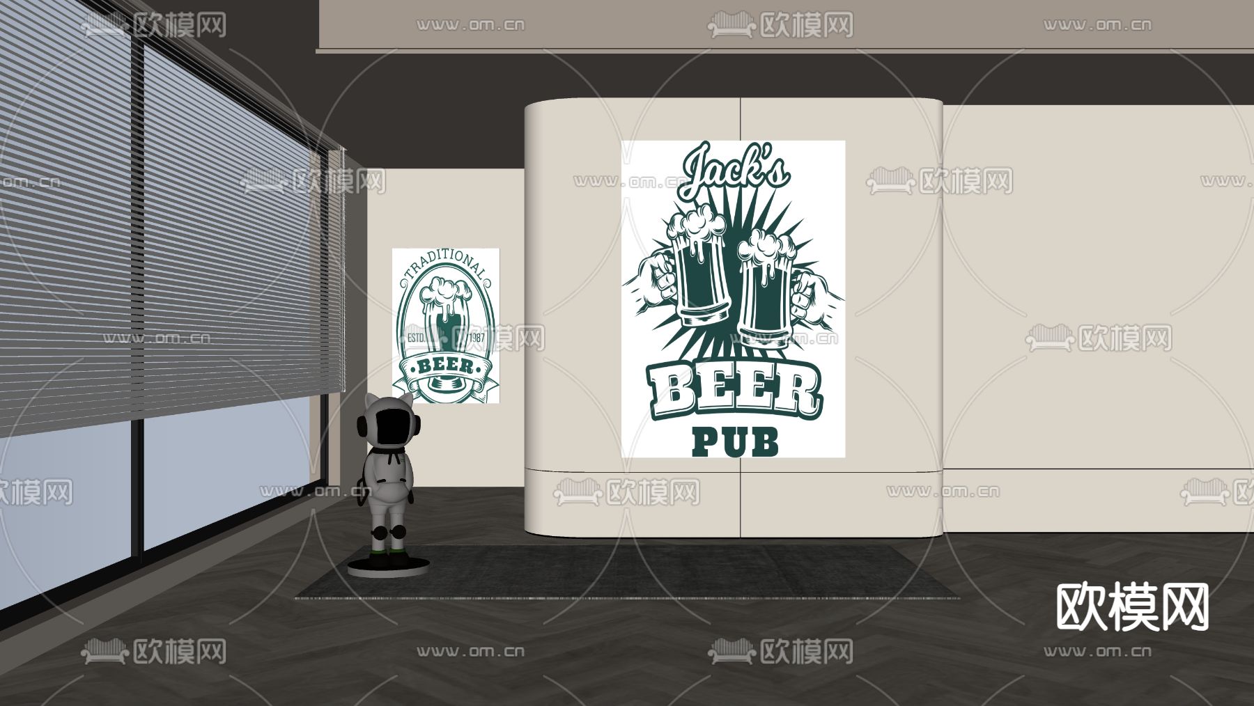 美式装饰画su模型下载（渲染图1）