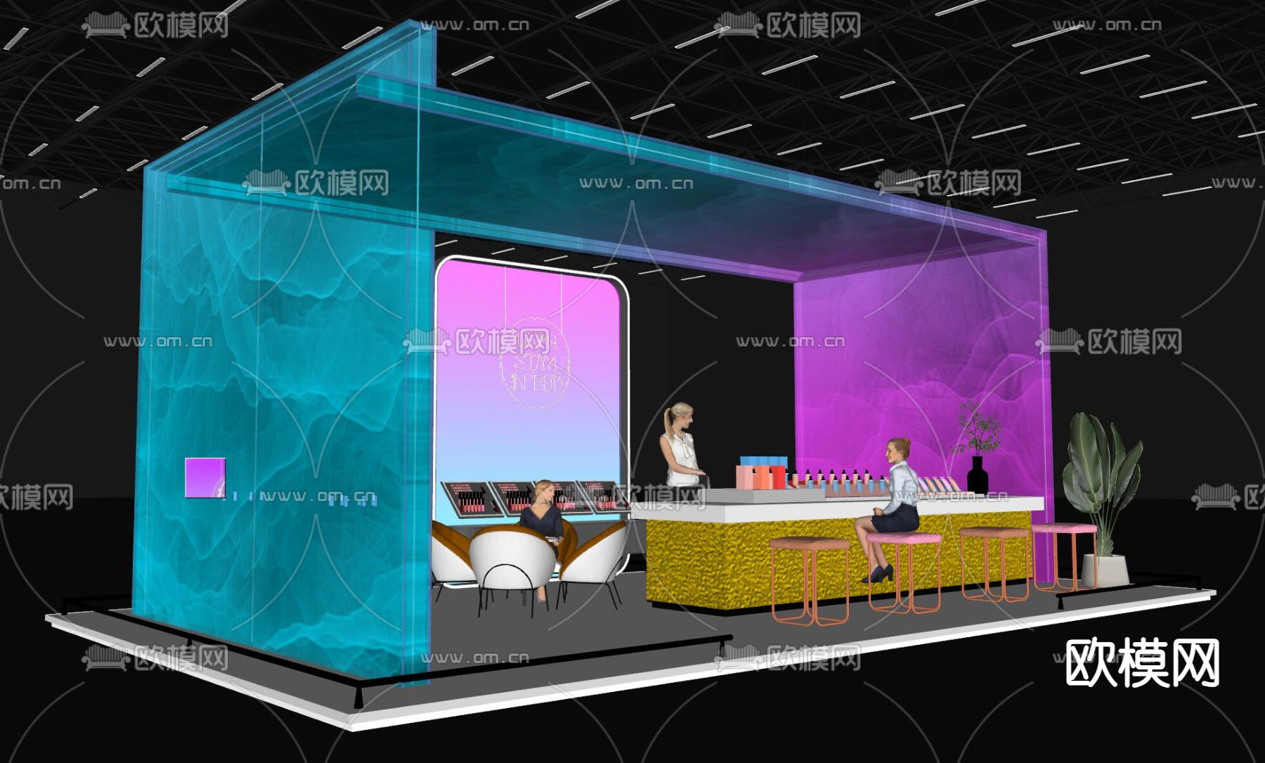 现代展台su模型下载（渲染图1）