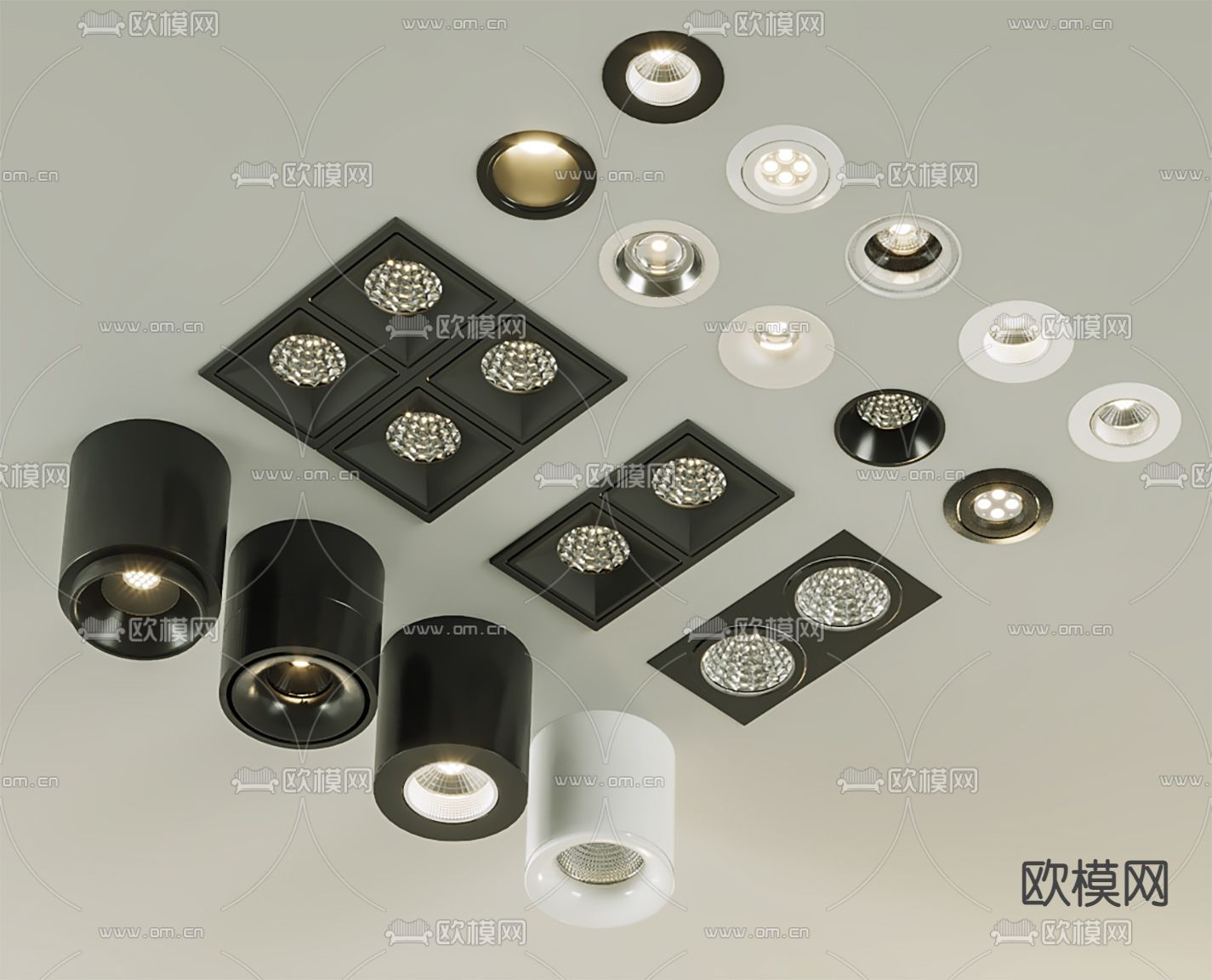 嵌入式筒灯 射灯 轨道灯3d模型下载