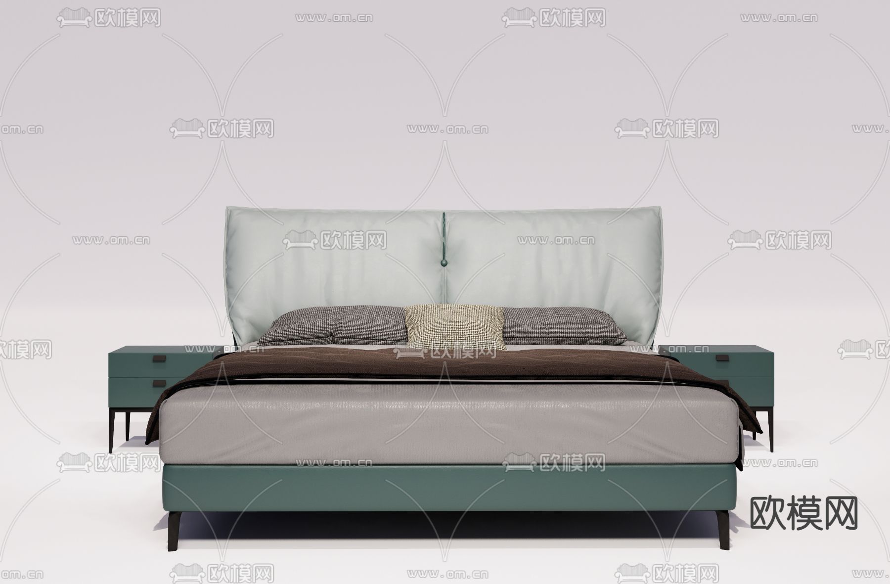 现代单人床su模型下载（渲染图3）