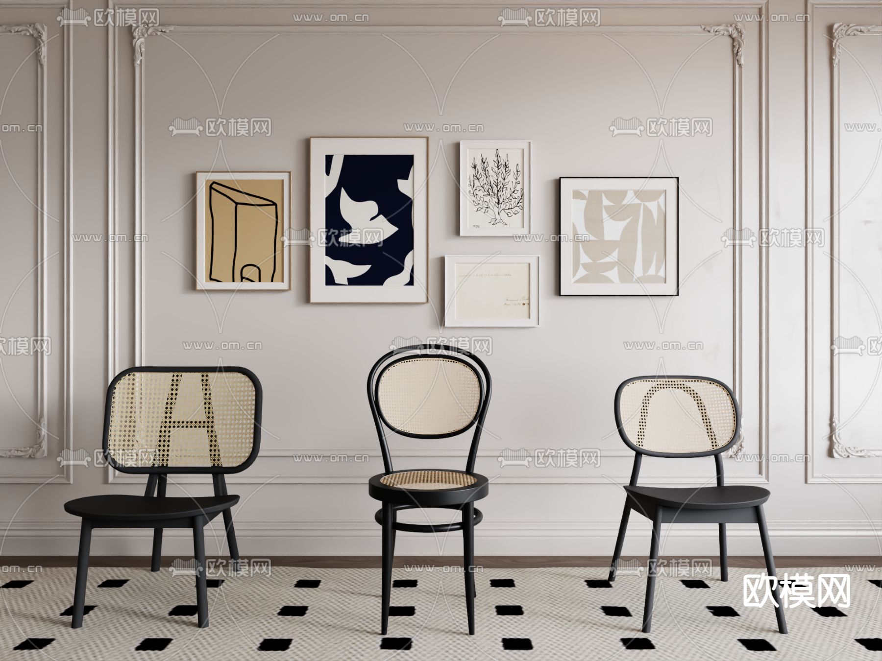 藤编椅子 餐椅3d模型下载