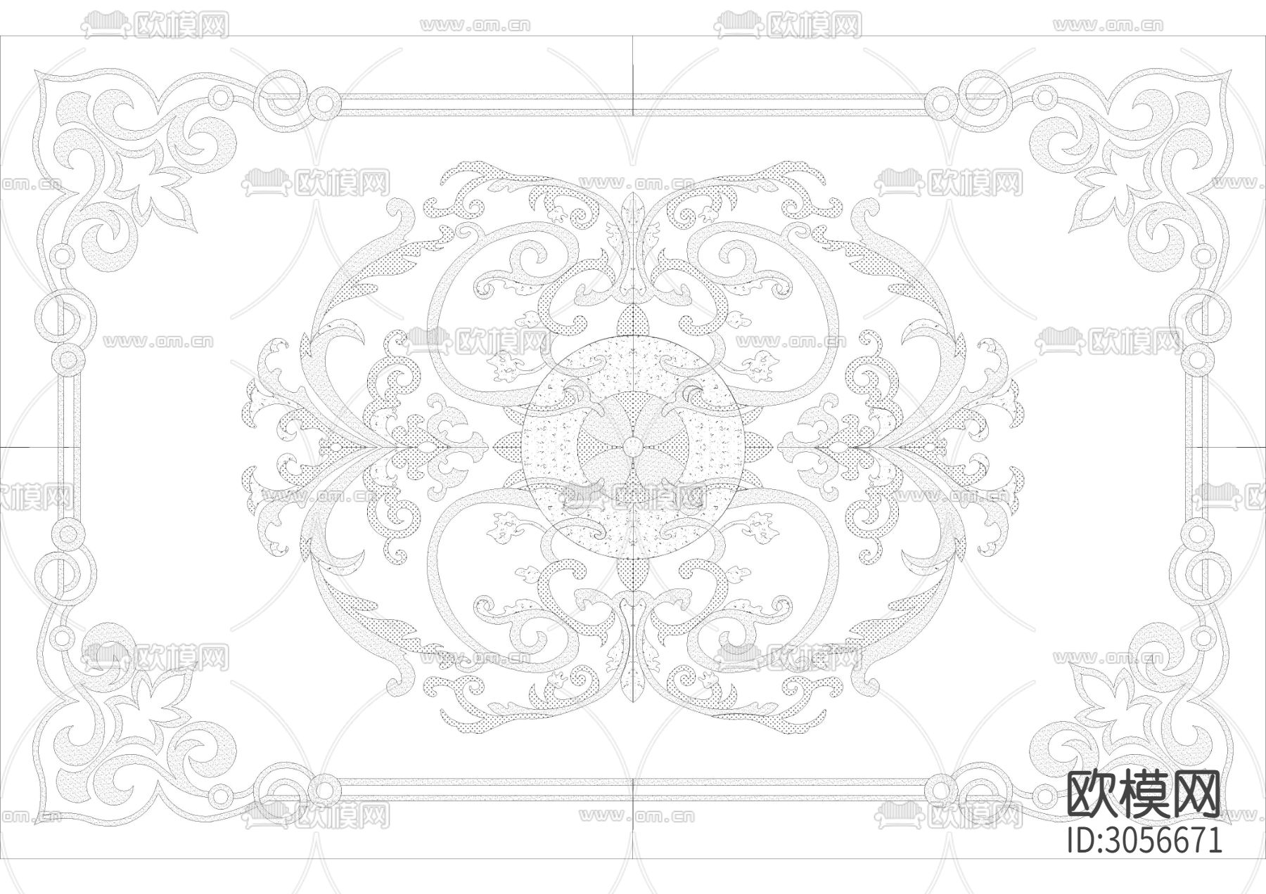 60款石材水刀拼花图案cad图库下载（渲染图4）