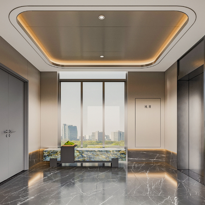  现代电梯厅su模型 