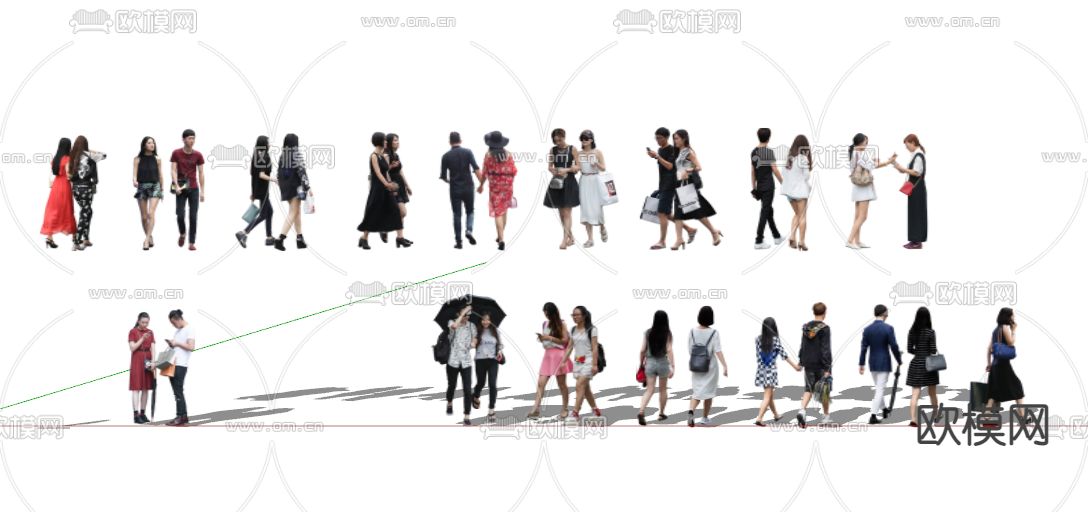 2D亚洲 人物 男人女人su模型下载