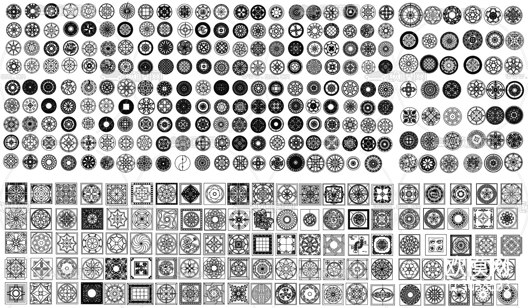 地面cad 拼花素材 地面 拼花 地面拼花 石材地面 石材拼cad图库下载（渲染图3）