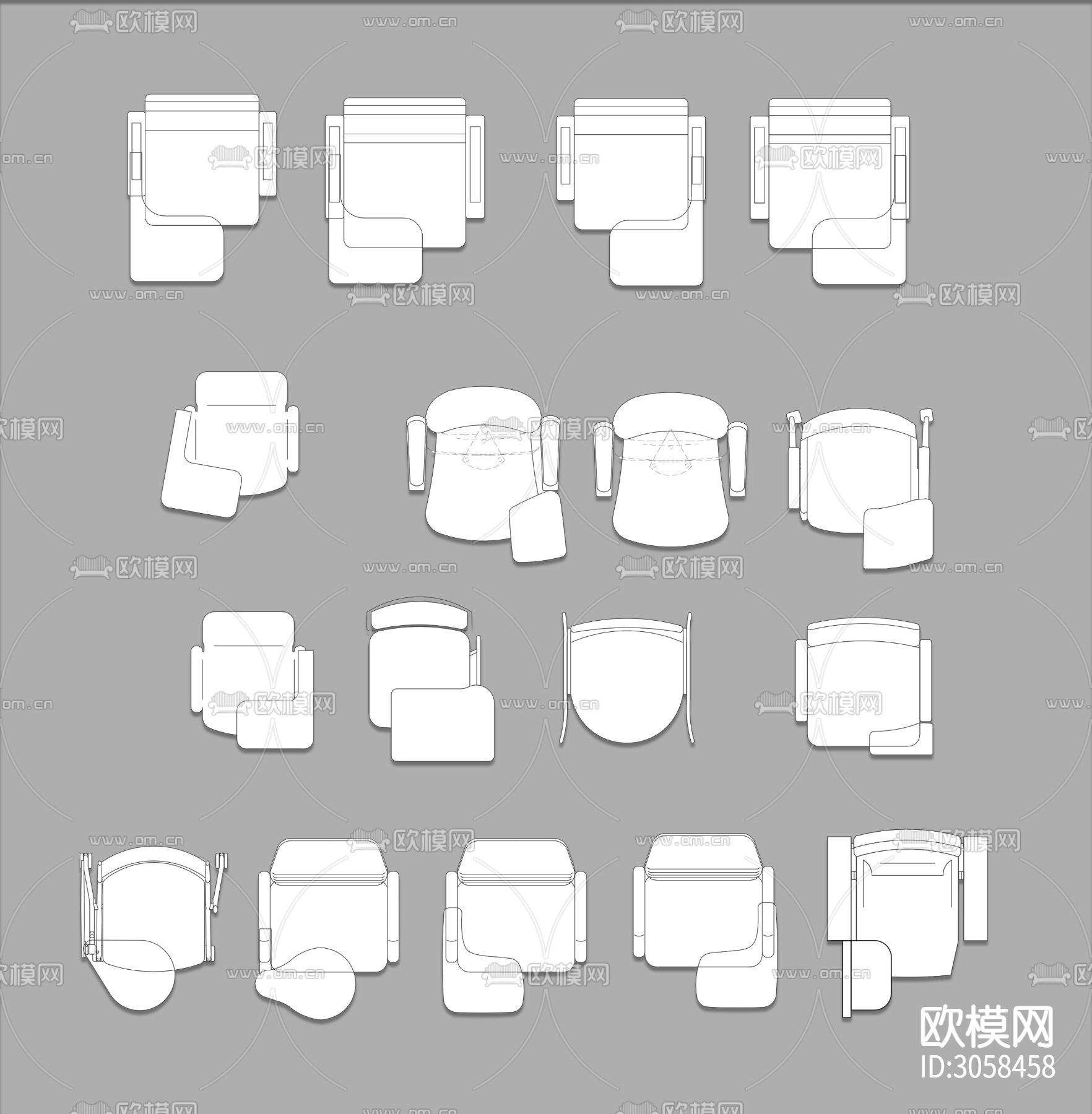 培训椅子会议室椅礼堂椅cad图库下载（渲染图1）