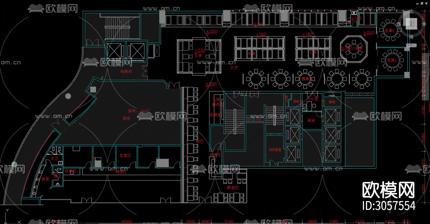 餐厅 自助餐厅 中餐厅 饭店 餐饮空间cad平面图下载