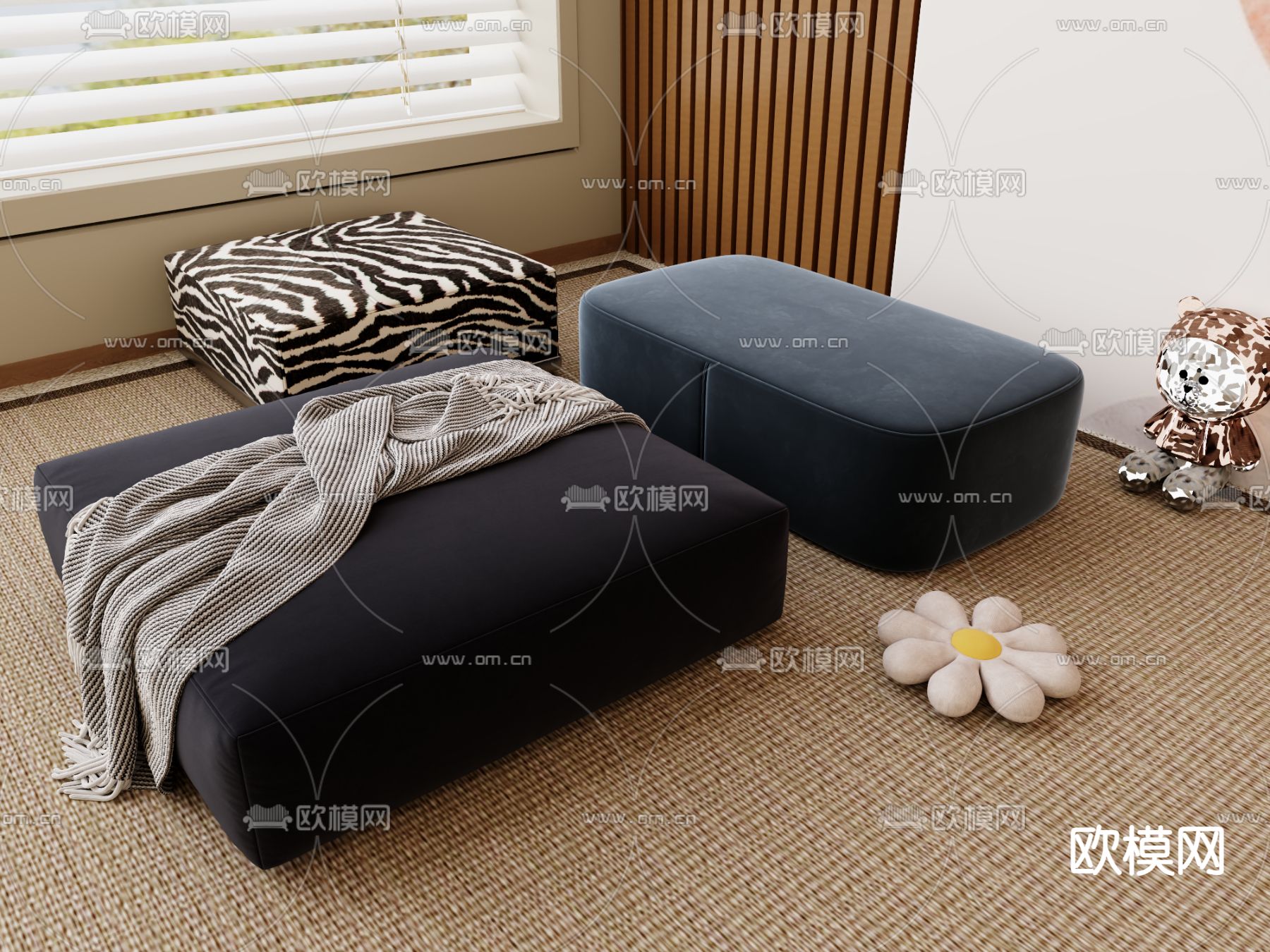 沙发凳 沙发坐垫 脚踏3d模型下载