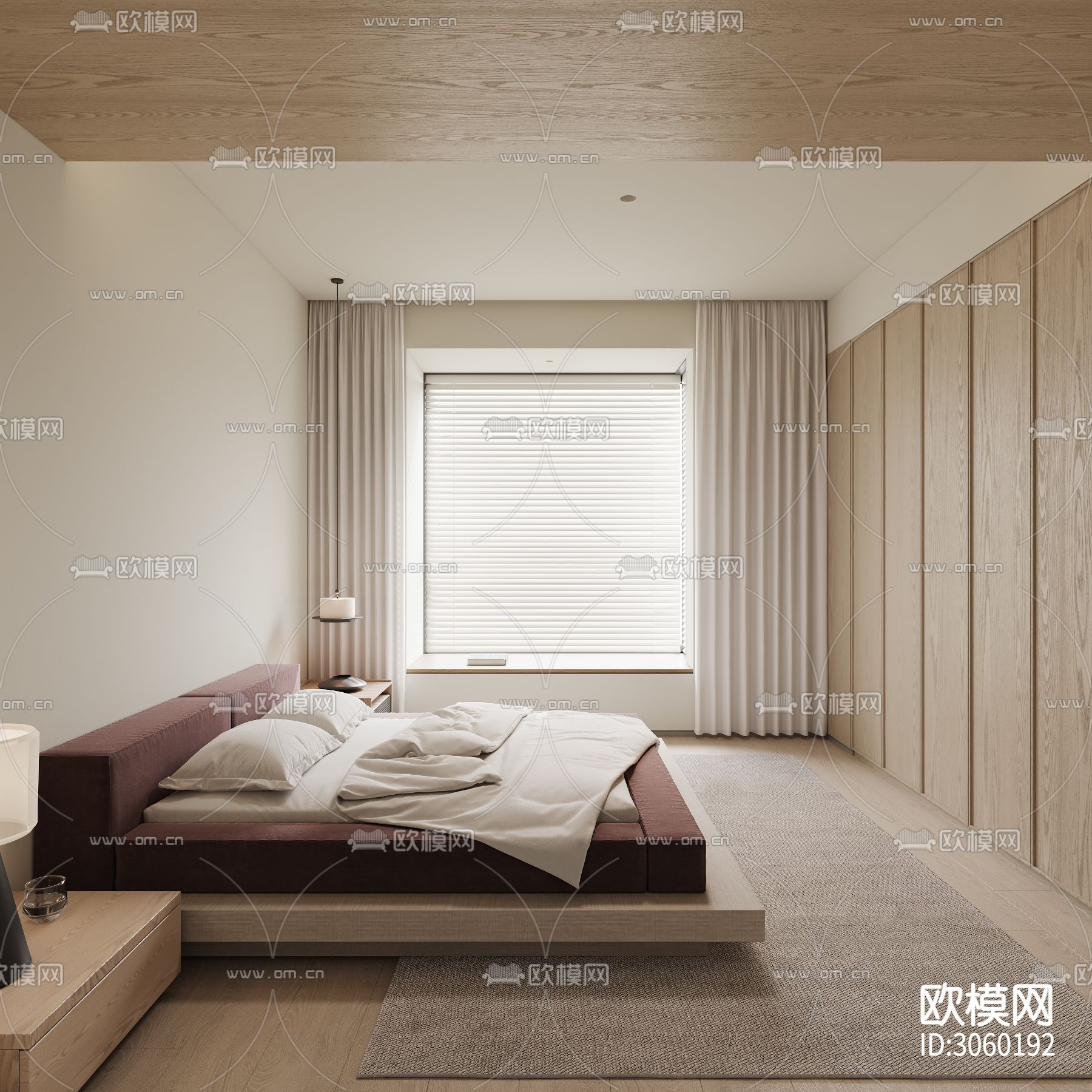 现代卧室 主卧 中古风主人房效果图下载（渲染图4）