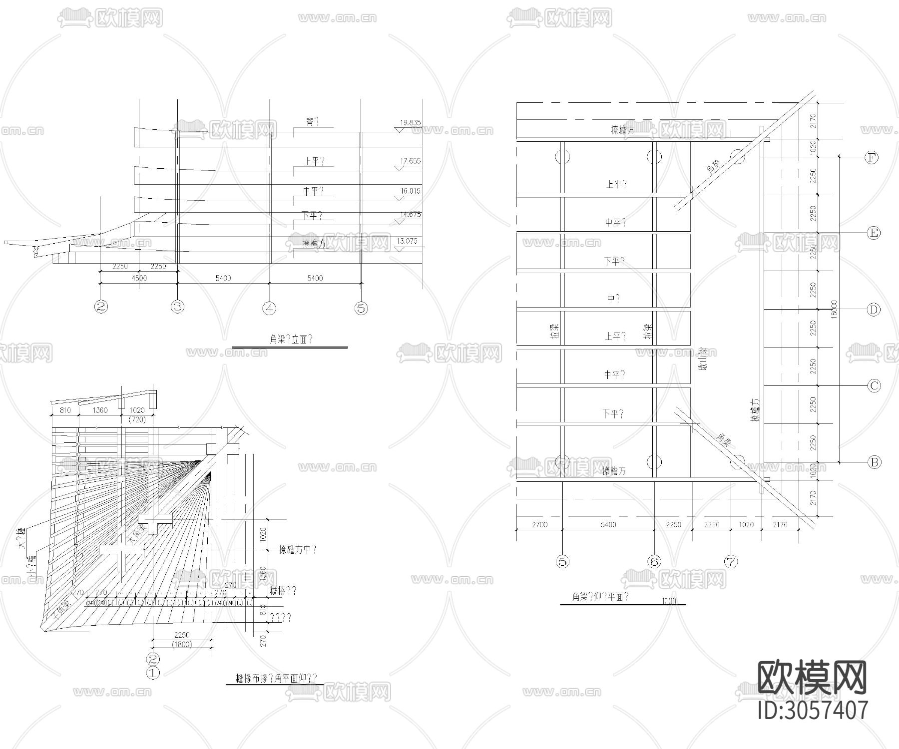 大型仿古建筑cad施工图下载（渲染图1）