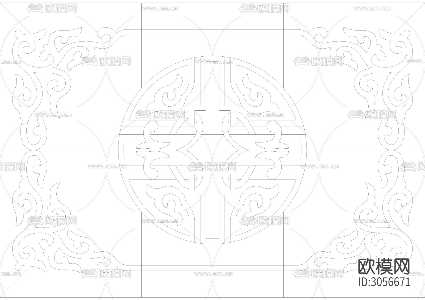 60款石材水刀拼花图案cad图库下载（渲染图1）